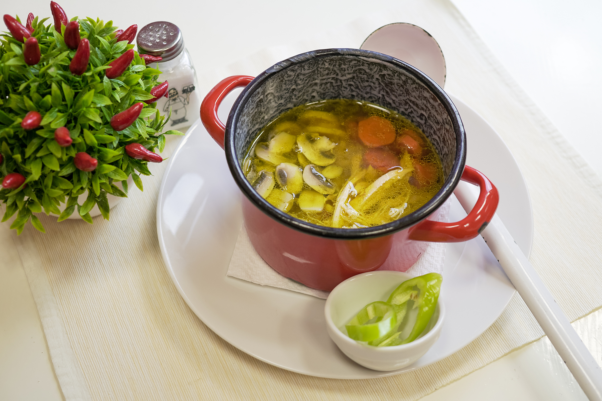 soup on a restaurant table