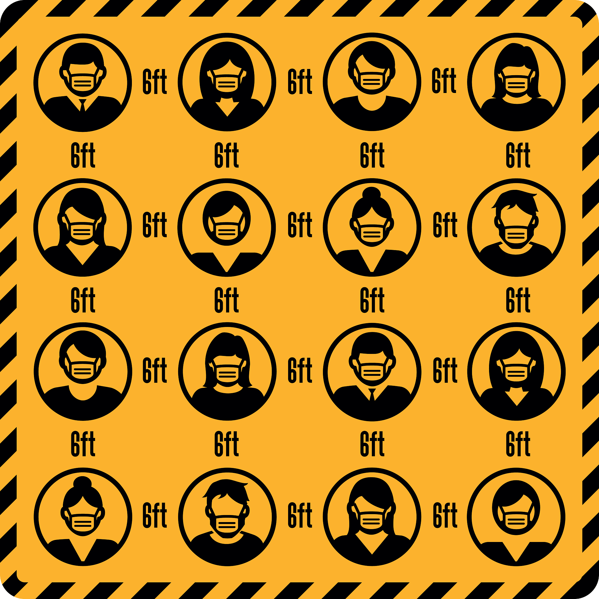 social distance sign with coronavirus protecting society. social