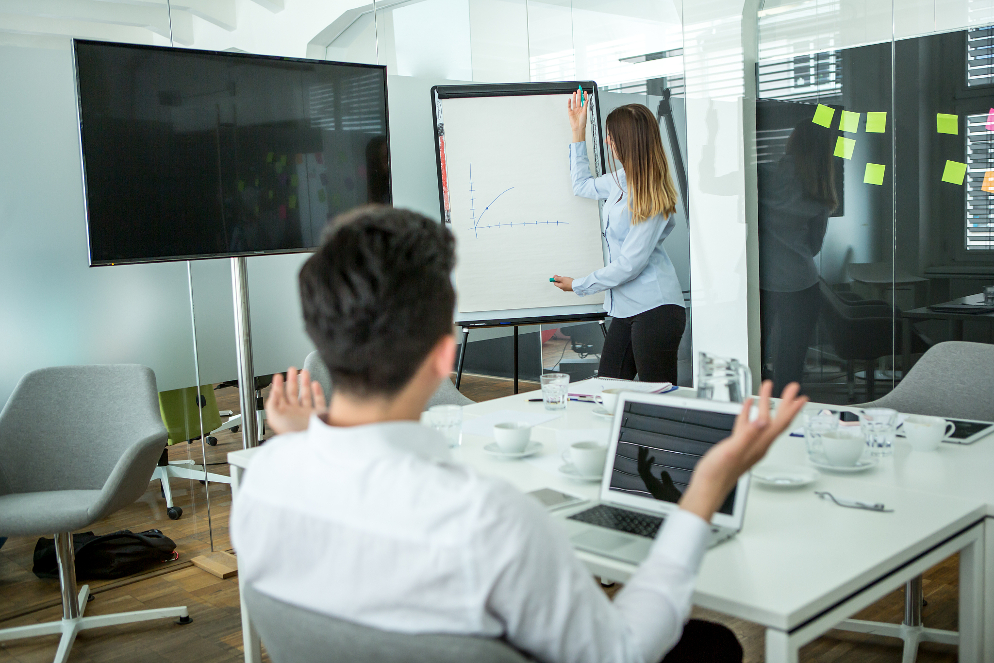 business people in a modern office building