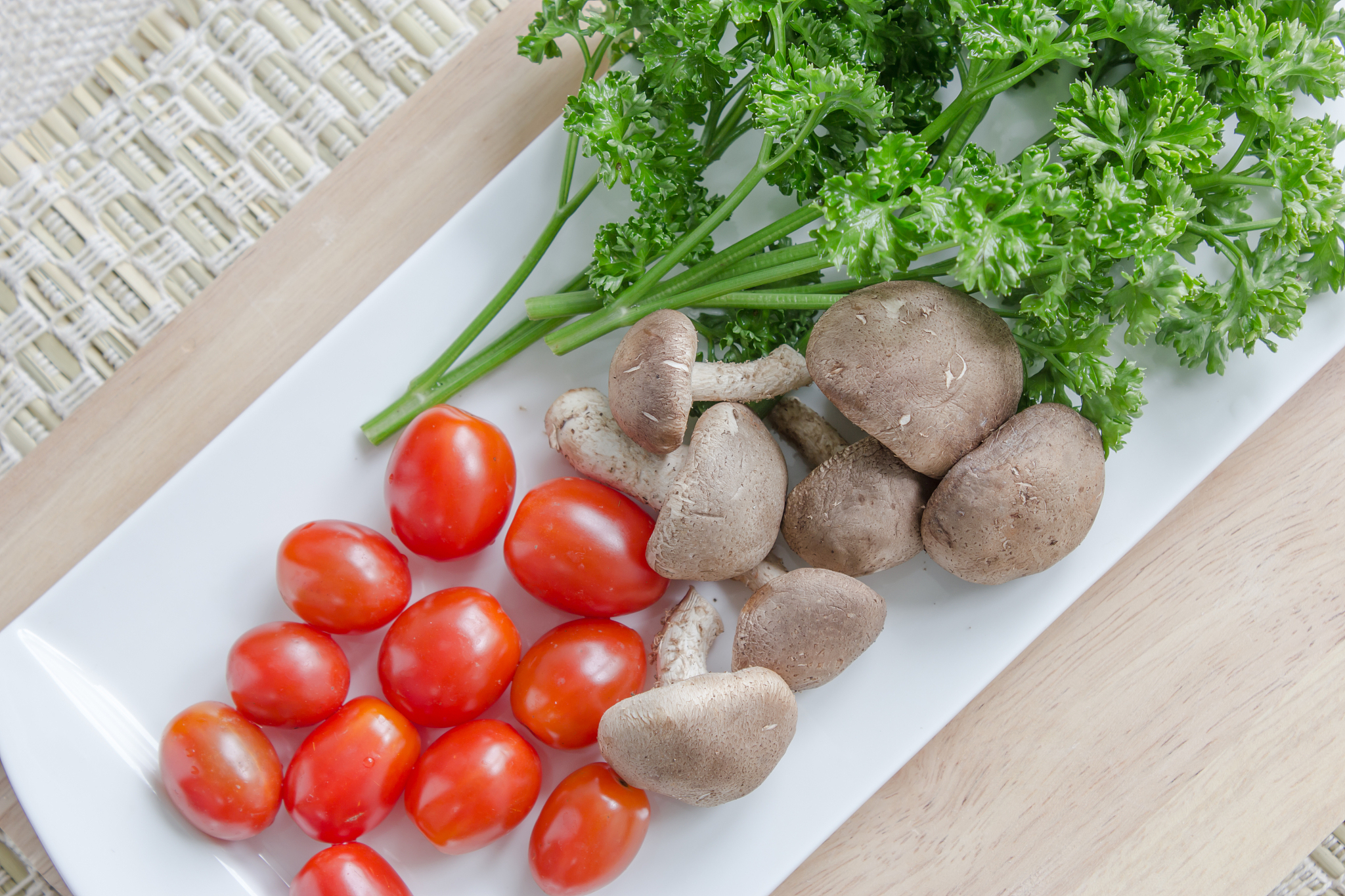 tomatoes and mushroom on the white background