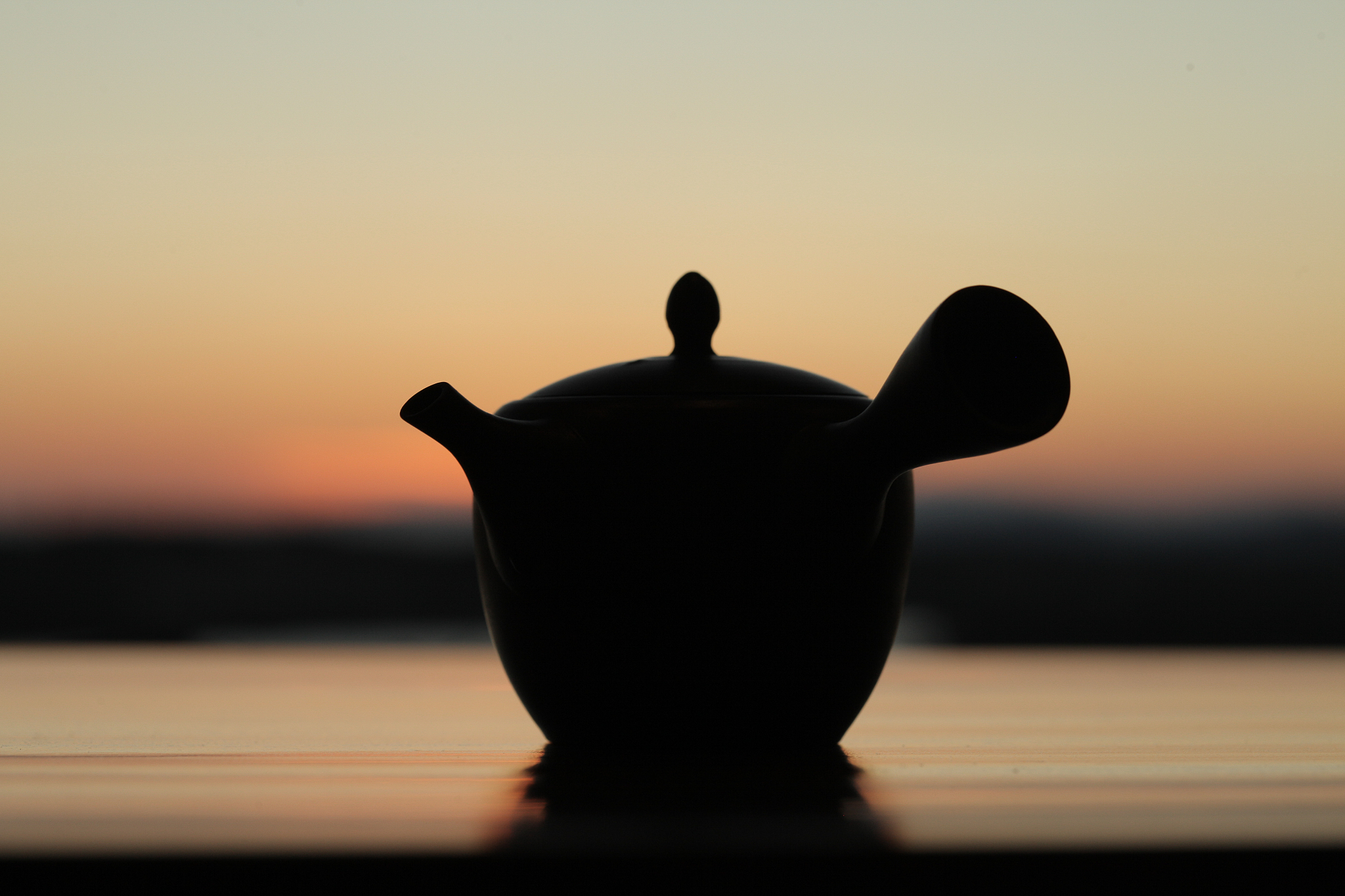 japanese teapot in silhouette