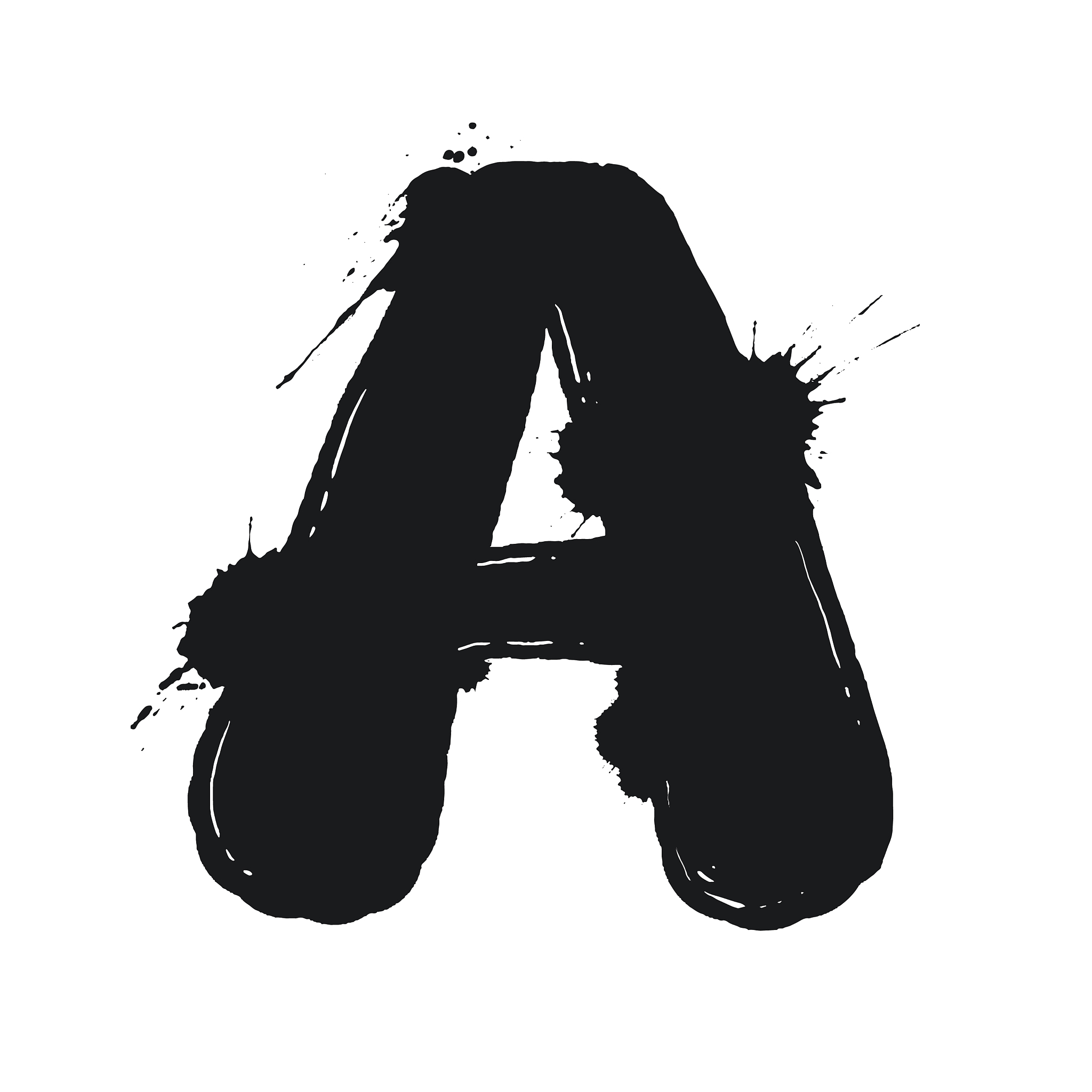 blot letter a black and white