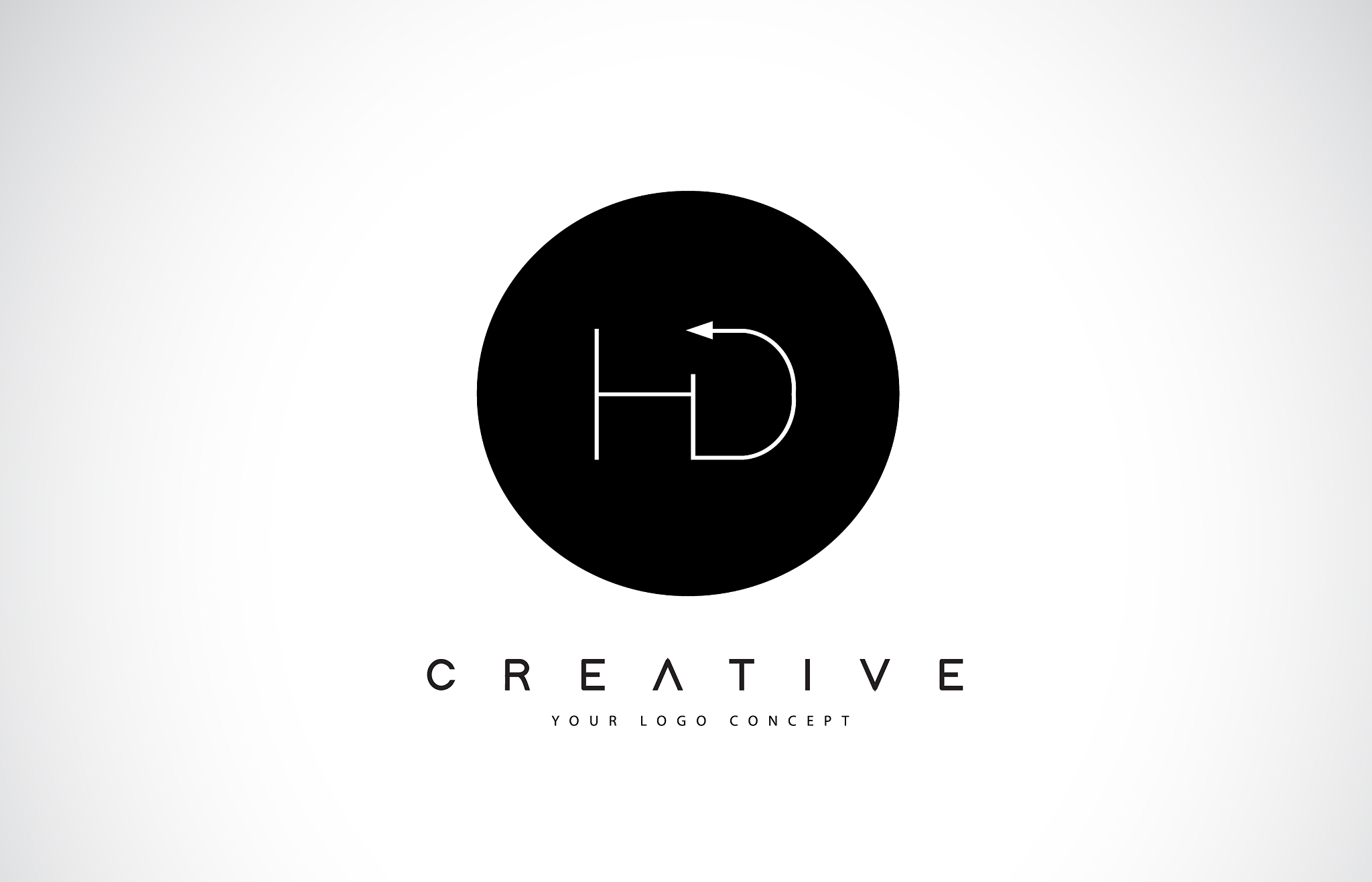 hd h d logo design with black and white creative