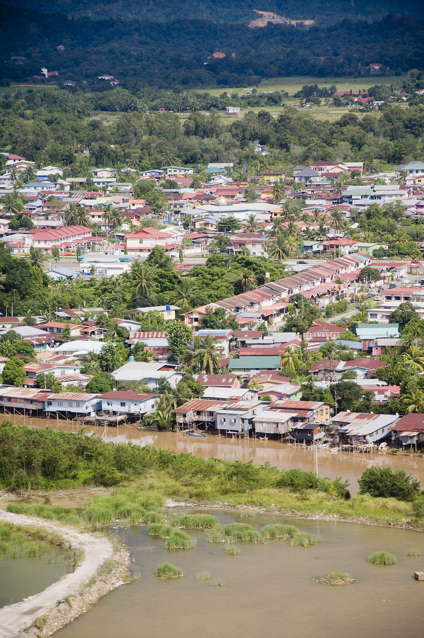 suburbs of kota kinabalu. borneo, malaysia.