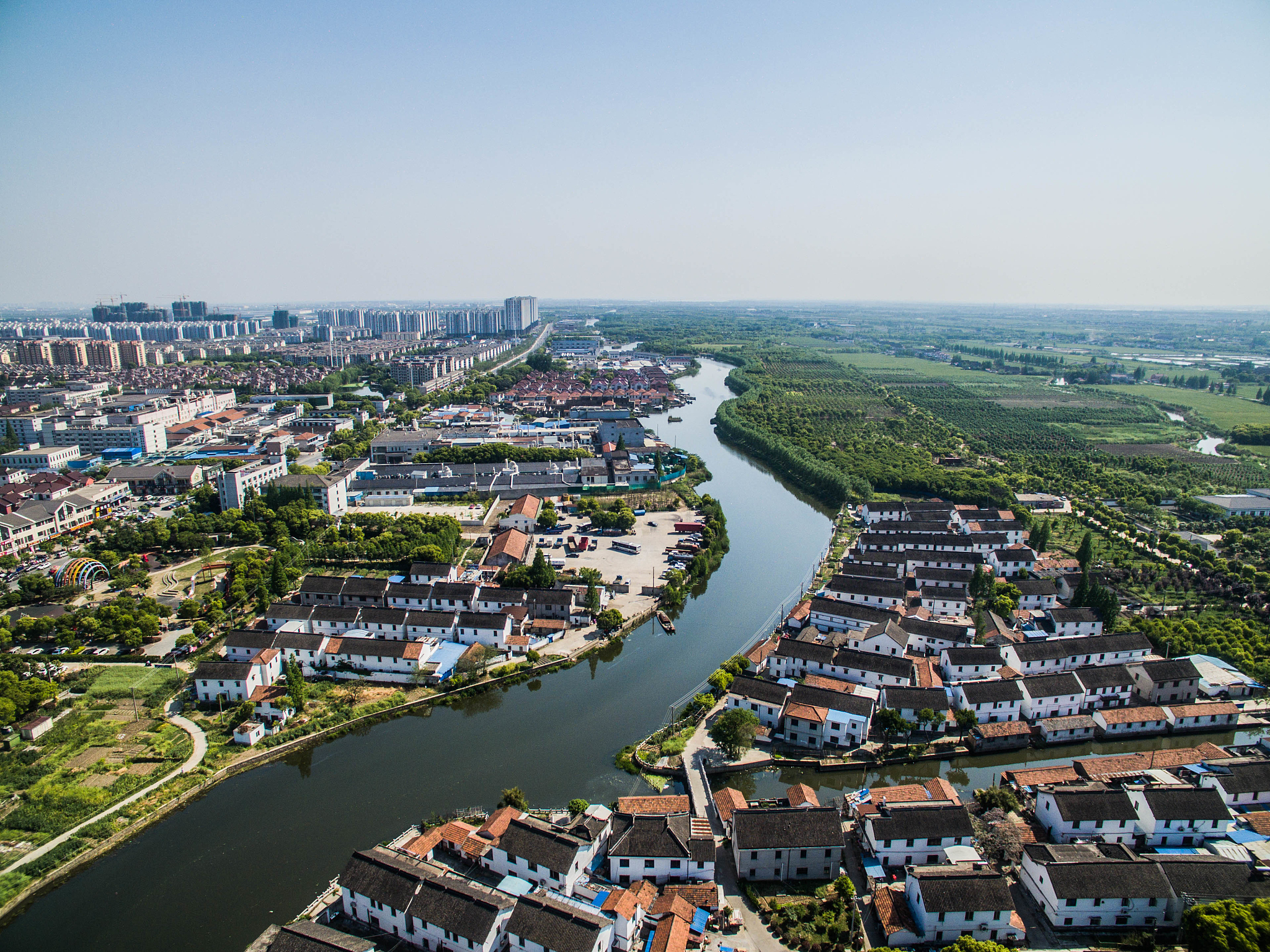 high angle view of townscape against sky