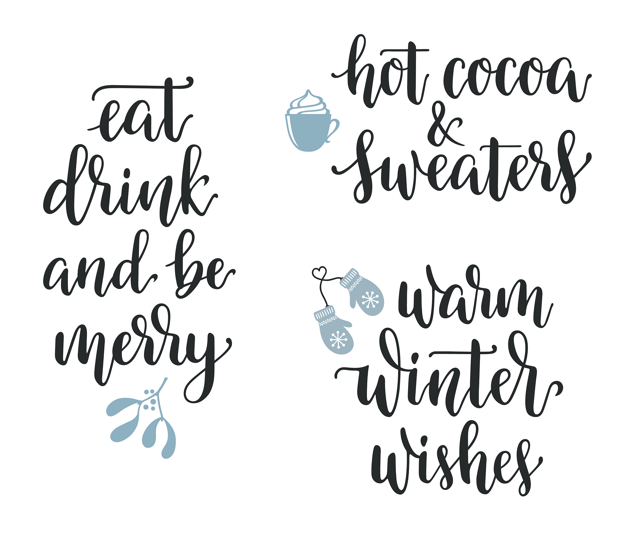 winter and christmas calligraphy set