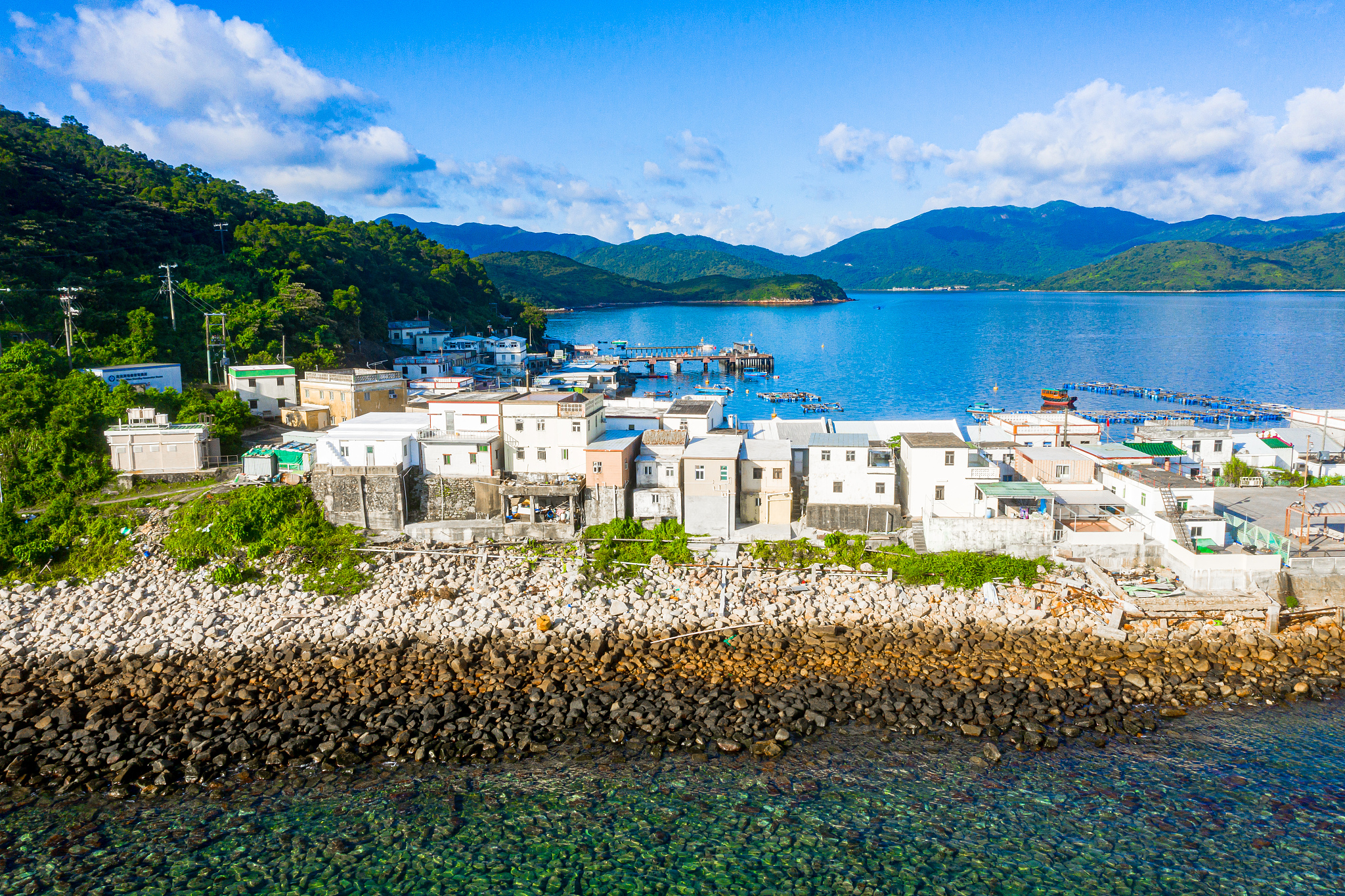 drone view of a seascape of ko lau wan fishing village where is 