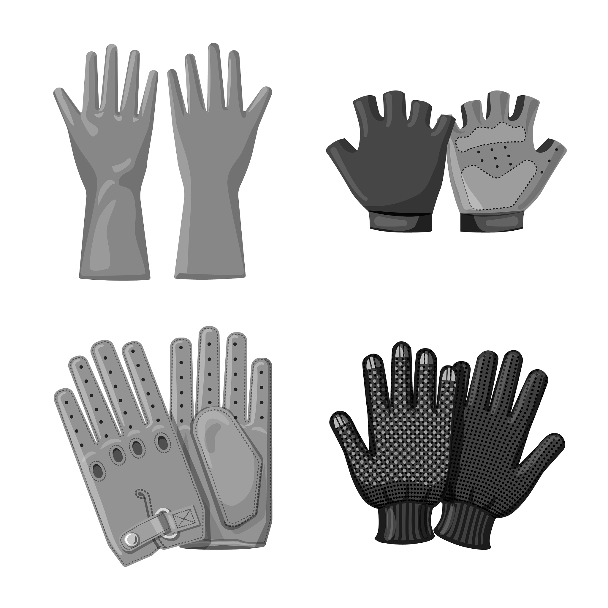isolated object glove and winter sign set of
