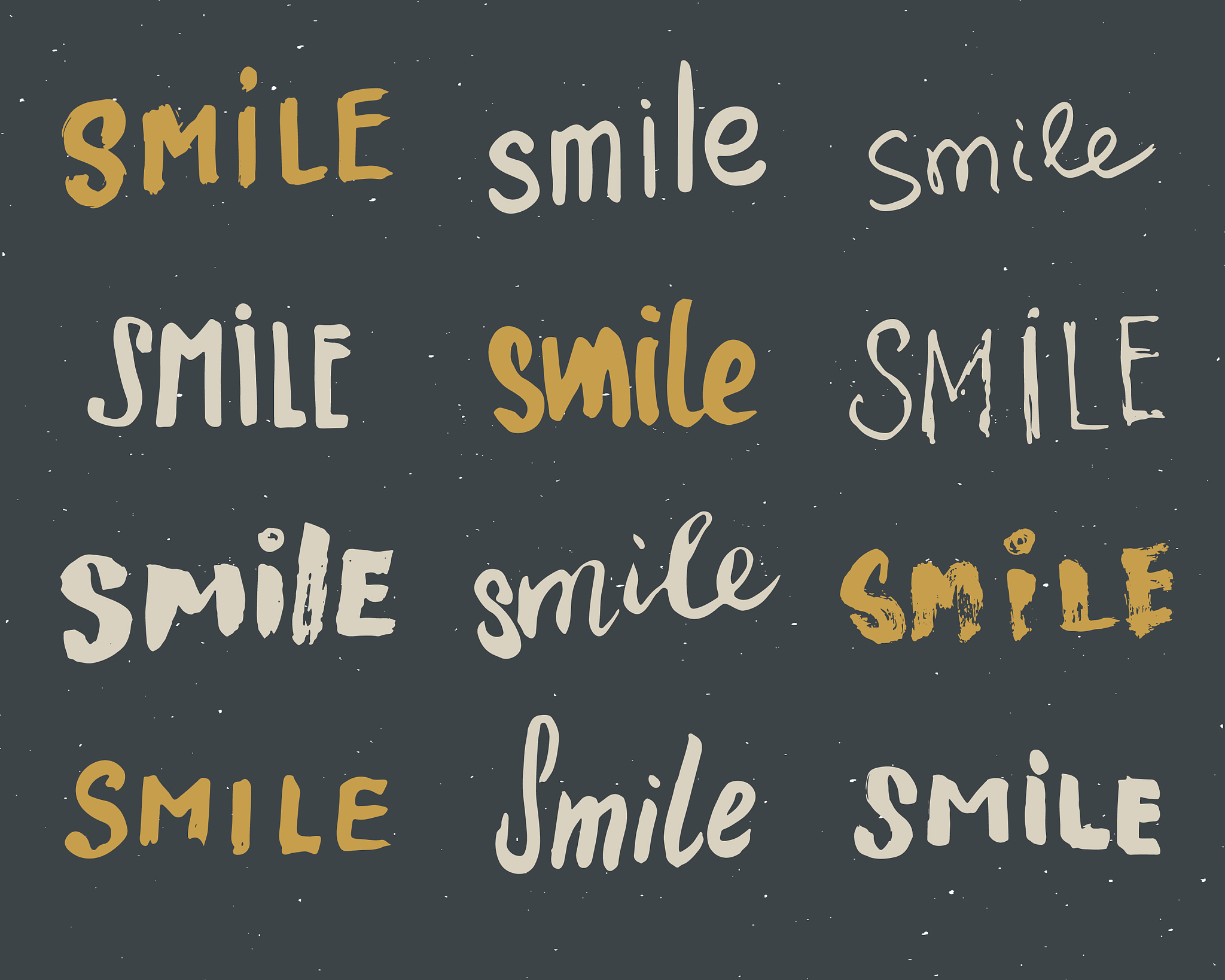 smile letterings handwritten signs set hand drawn