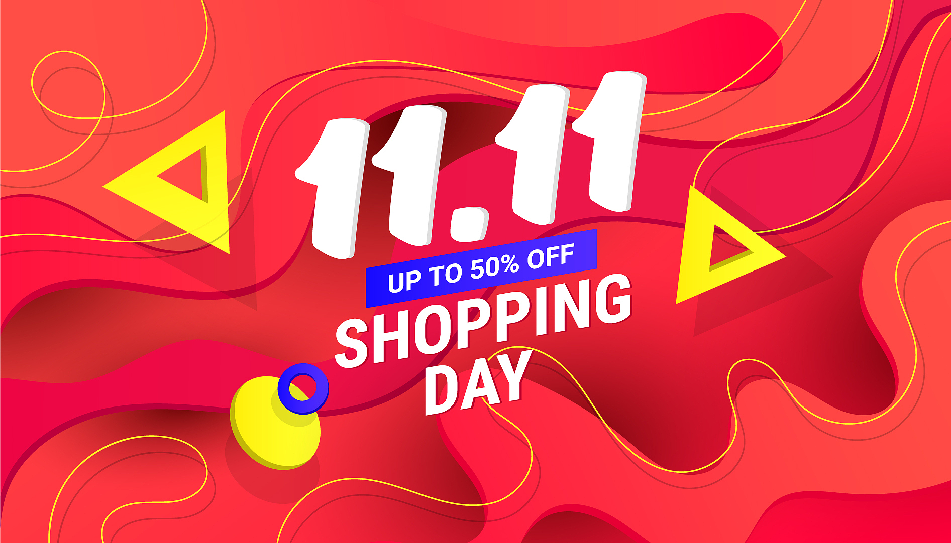 1111 shopping day sale design banner with plastic