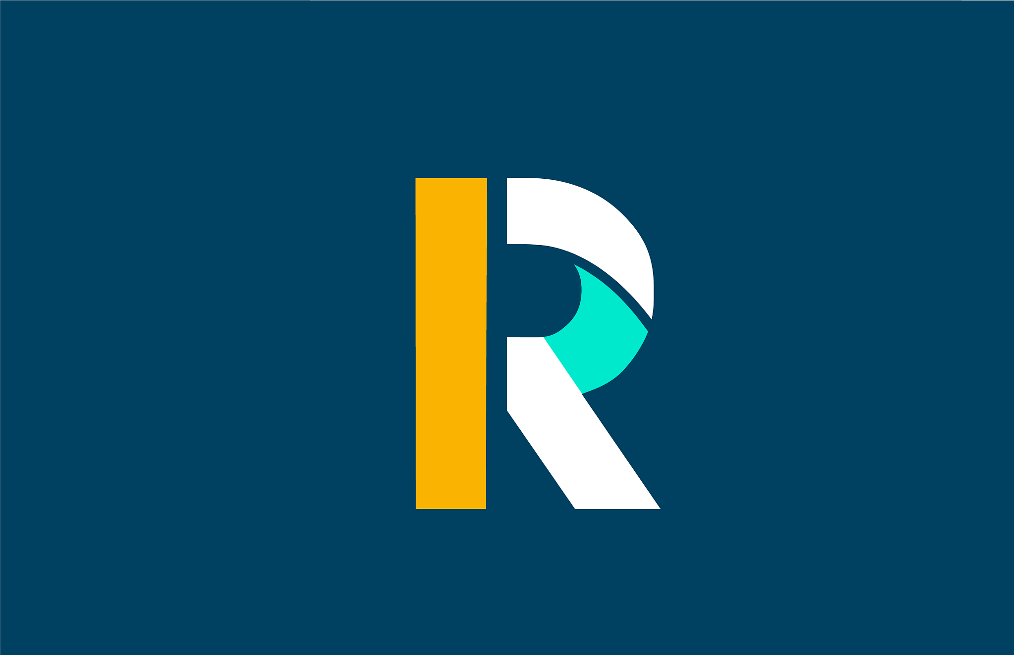 blue white yellow green r letter logo alphabet