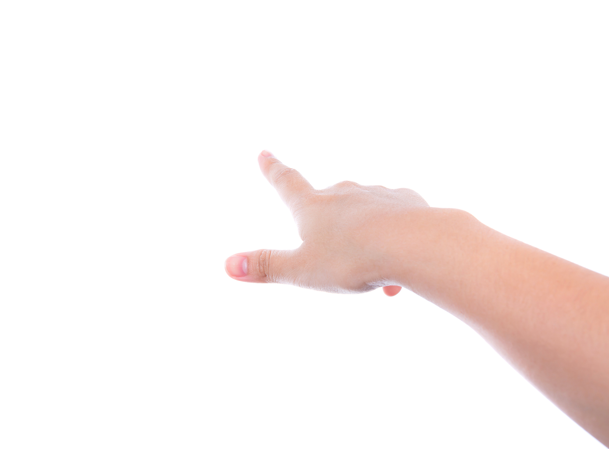 woman hand (point up) isolated on white background