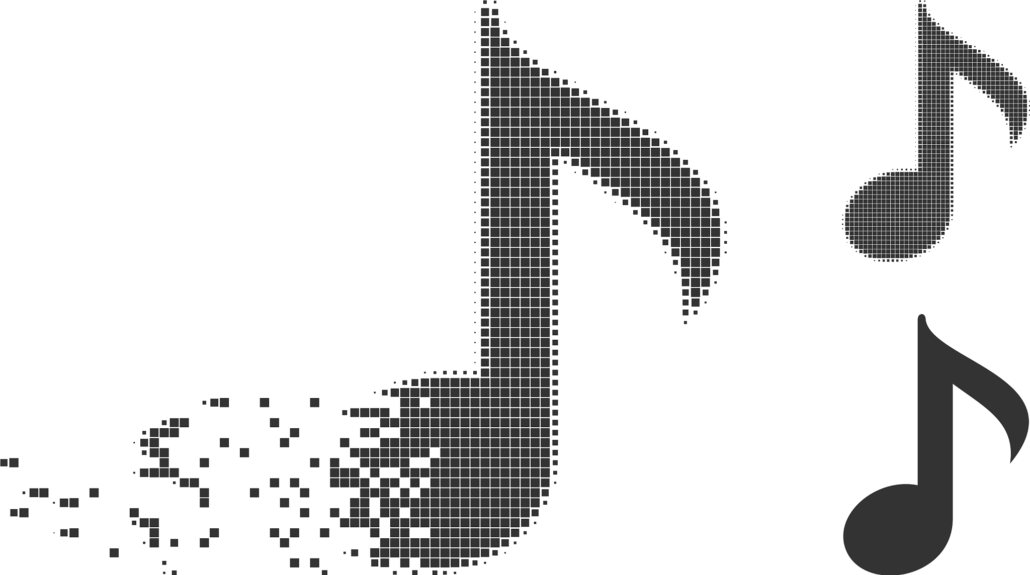 dissipated pixel halftone musical note icon