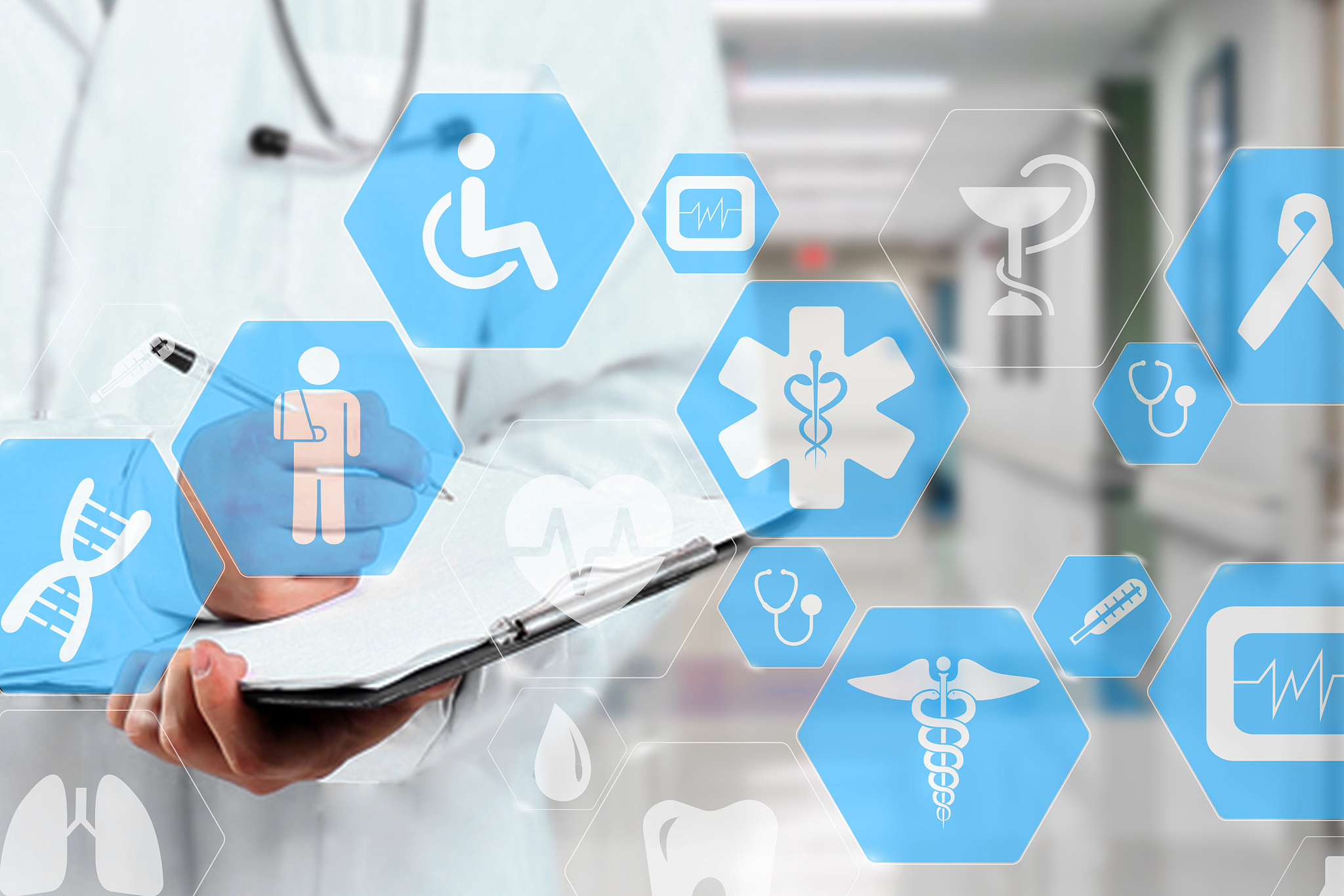 medical network connection on the virtual touch screen and docto