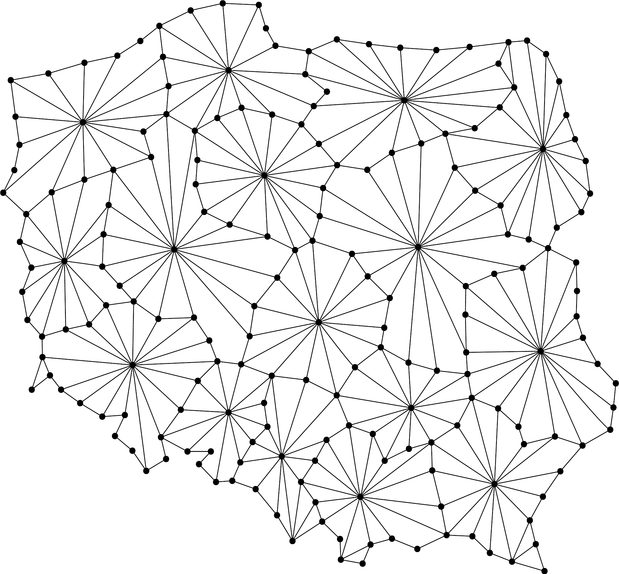 poland map of polygonal mosaic lines network rays