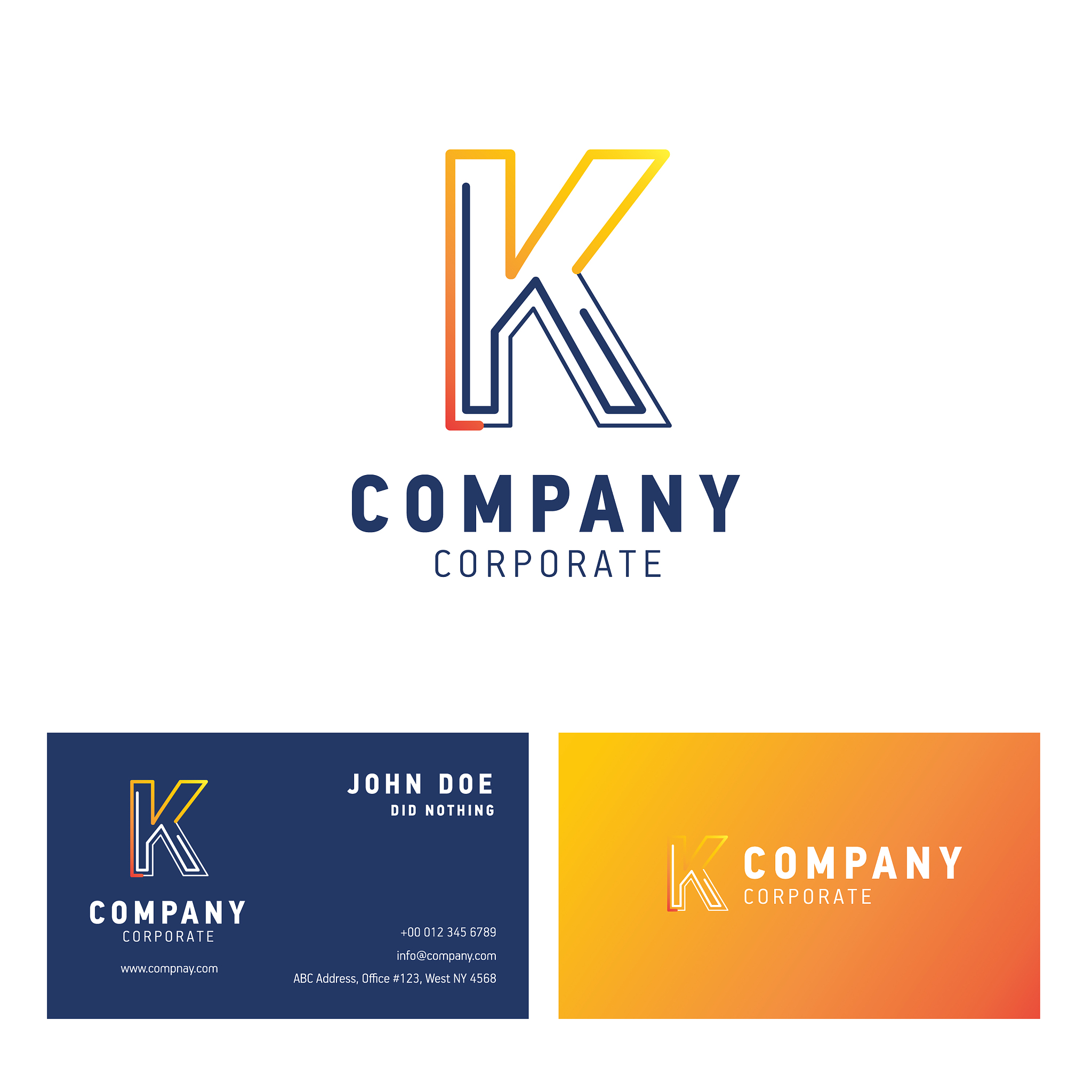 k company logo design with visiting card