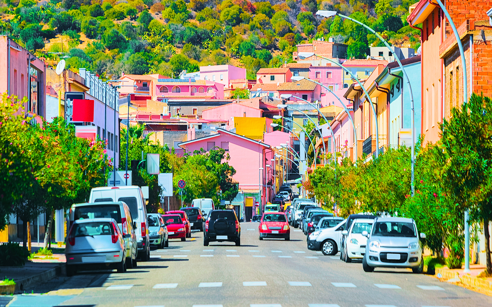 street at road in teulada town at carbonia iglesias sardinia