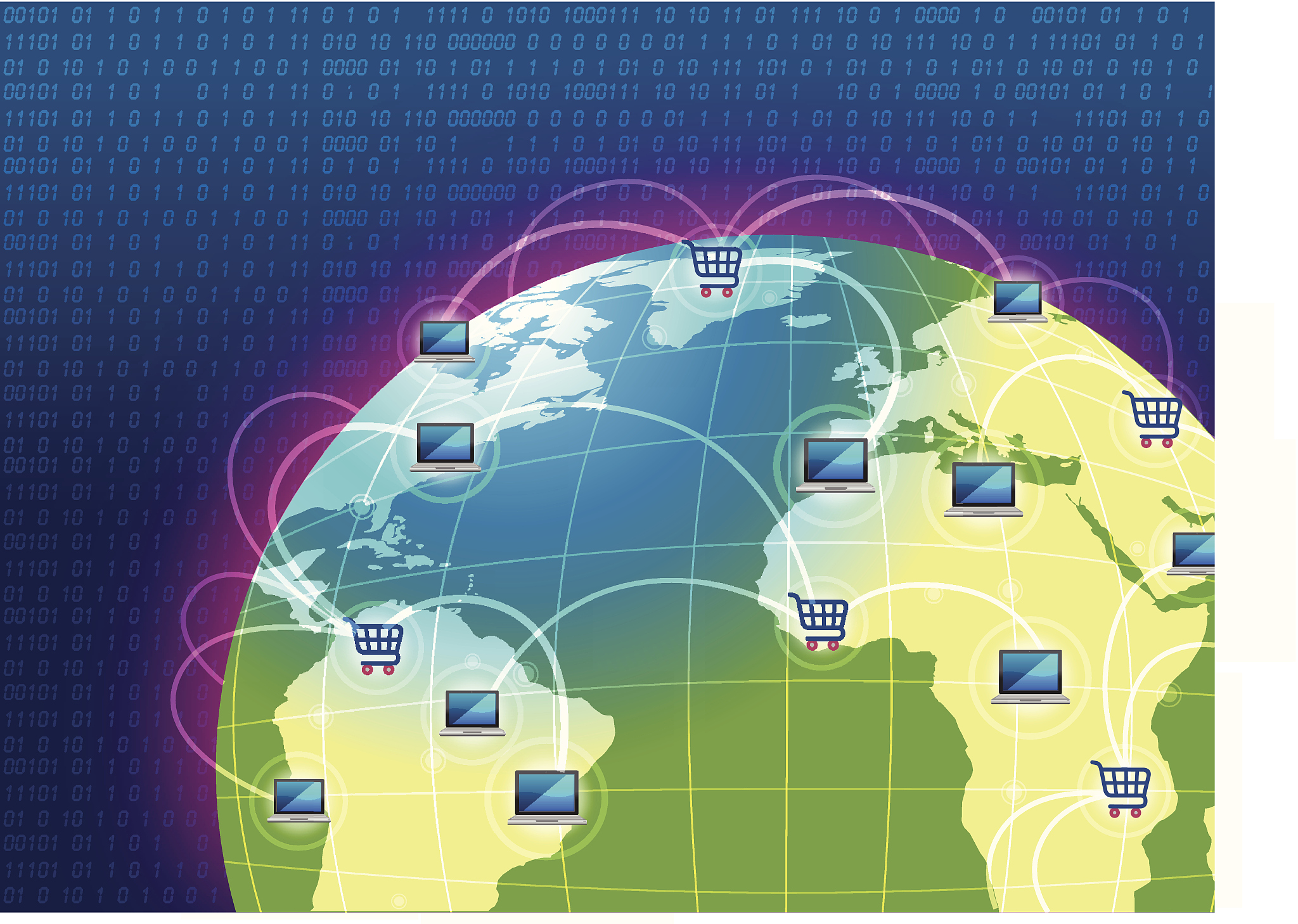 concept of global e-commerce - online shopping