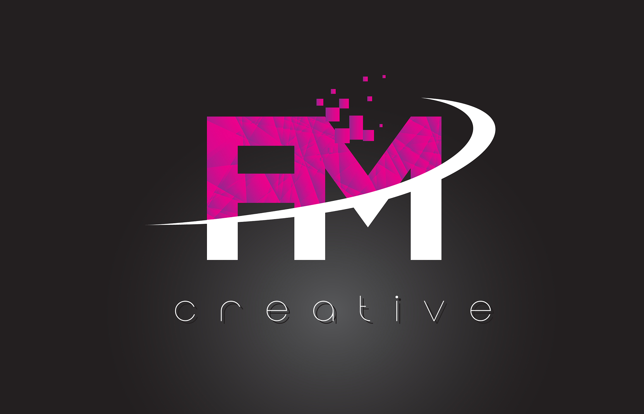 fm f m creative letters design with white pink
