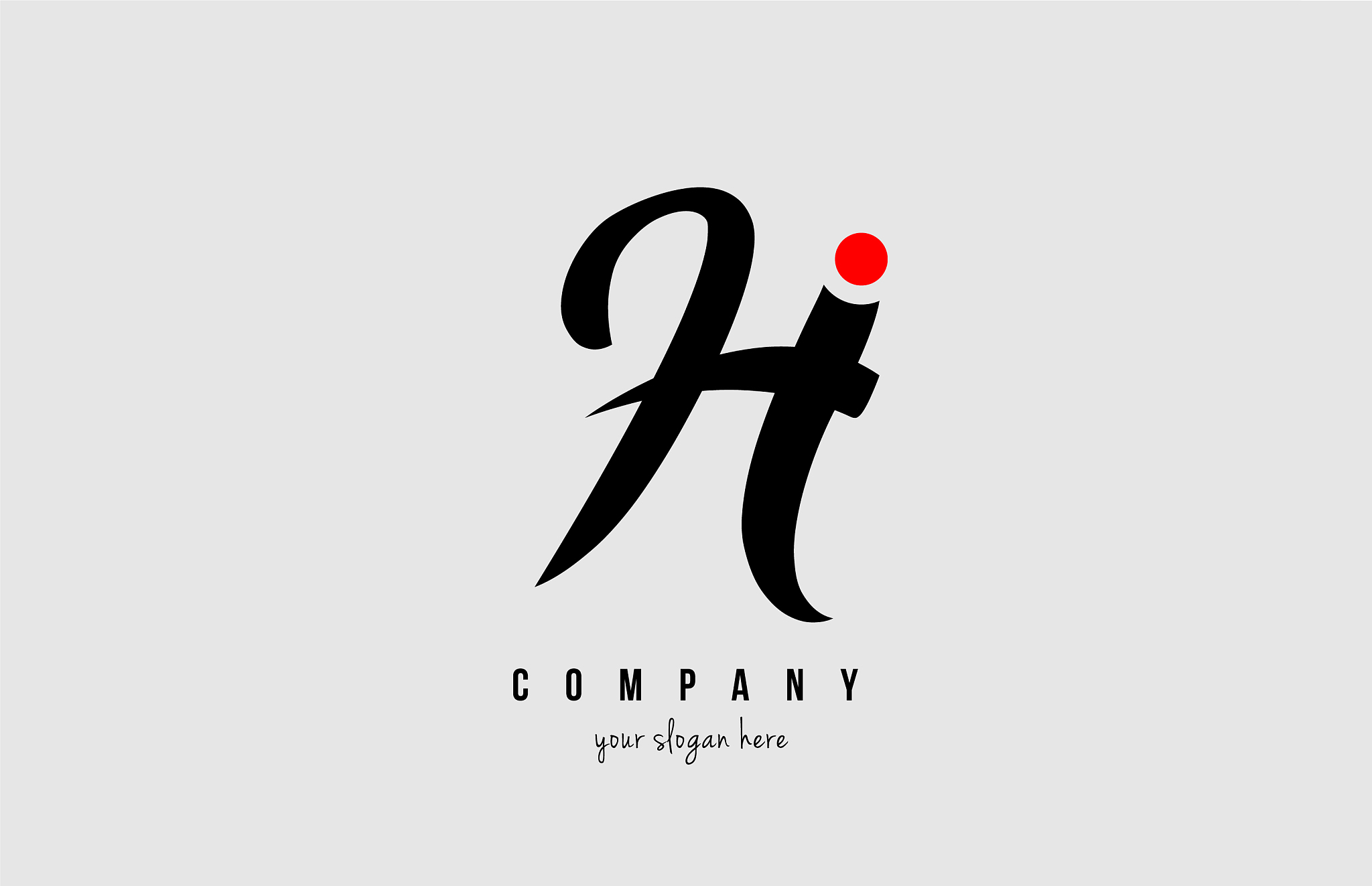 h black and white alphabet letter with red circle