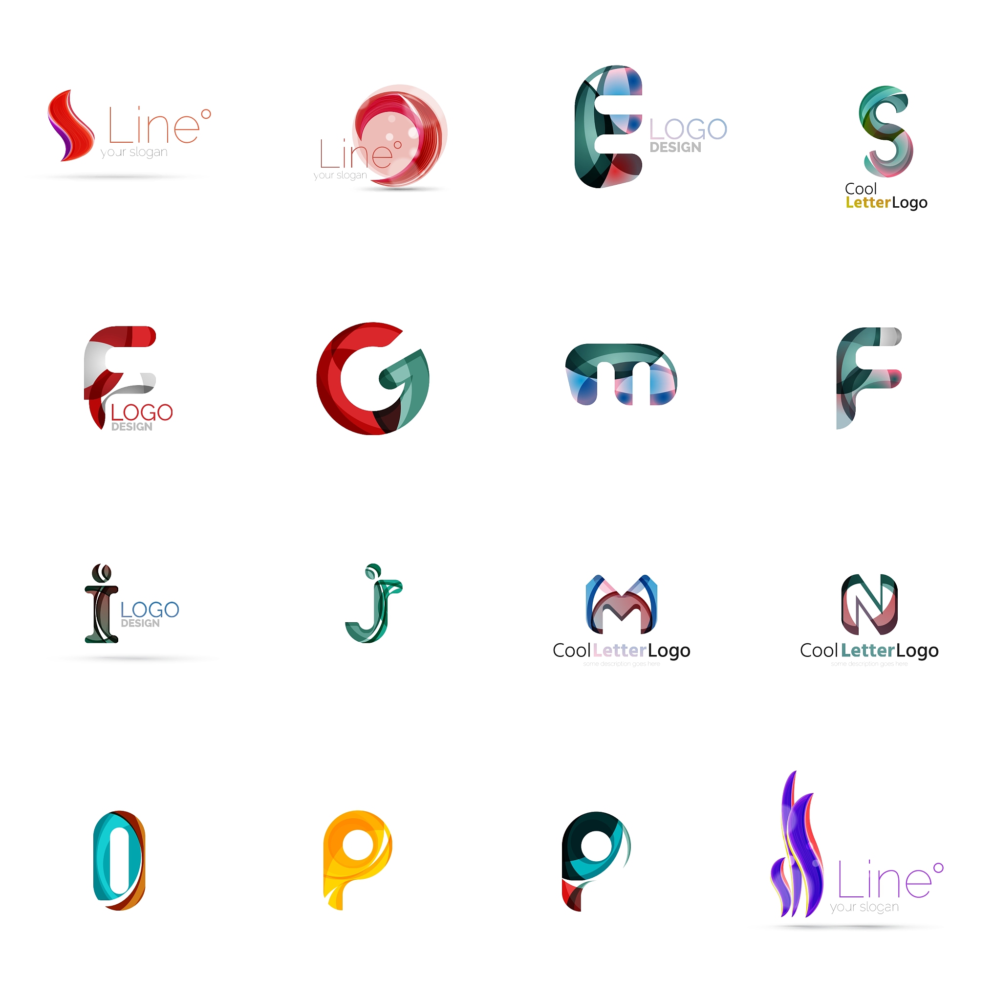 set of universal company logo ideas business icon
