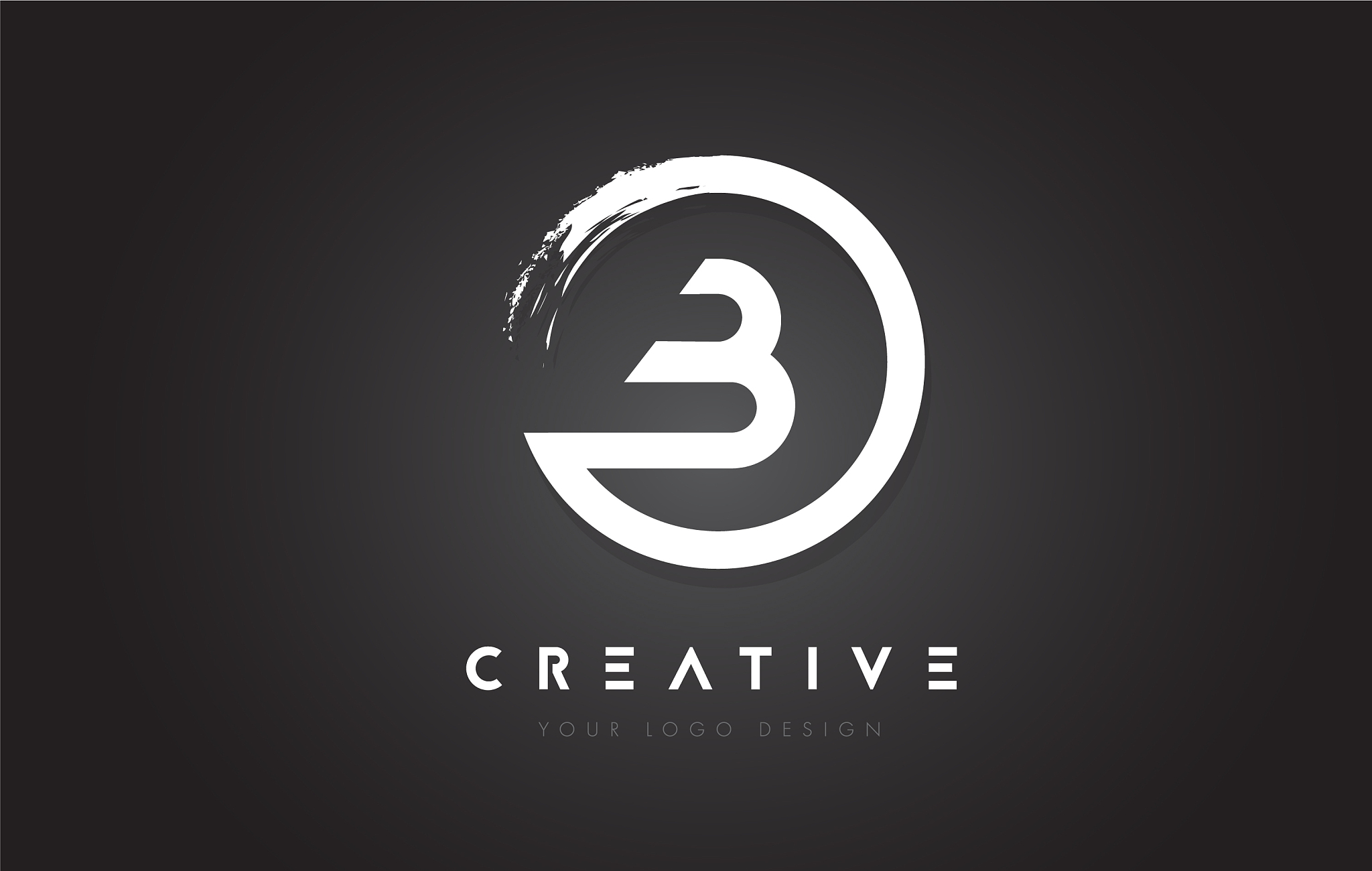 b circular letter logo with circle brush design
