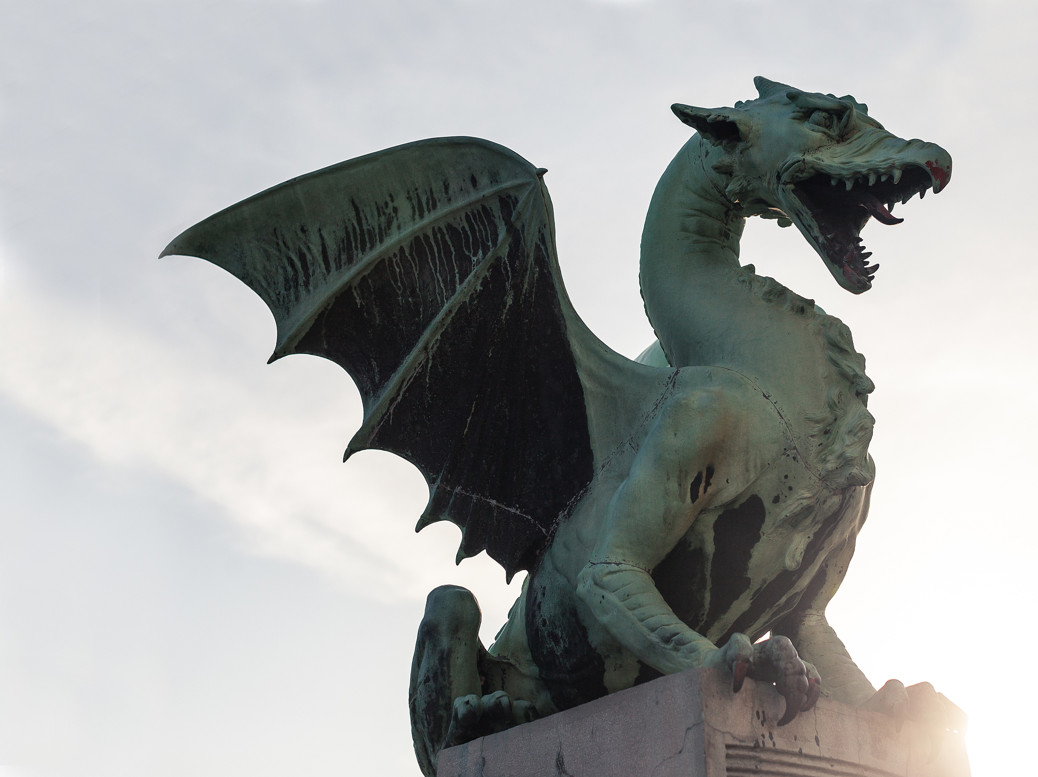 famous dragon bridge in ljubljana, slovenia