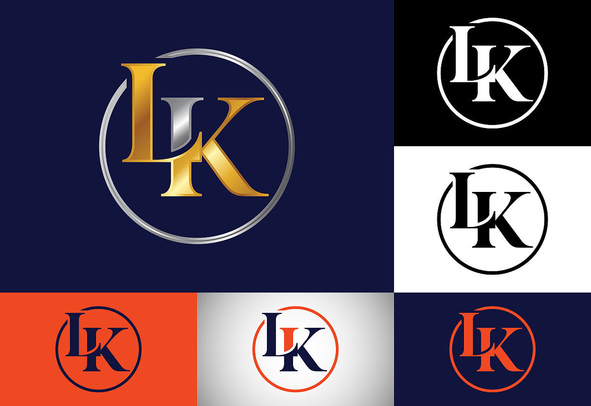 首字母组合字母l k标志设计矢量模板.lk信logo设计