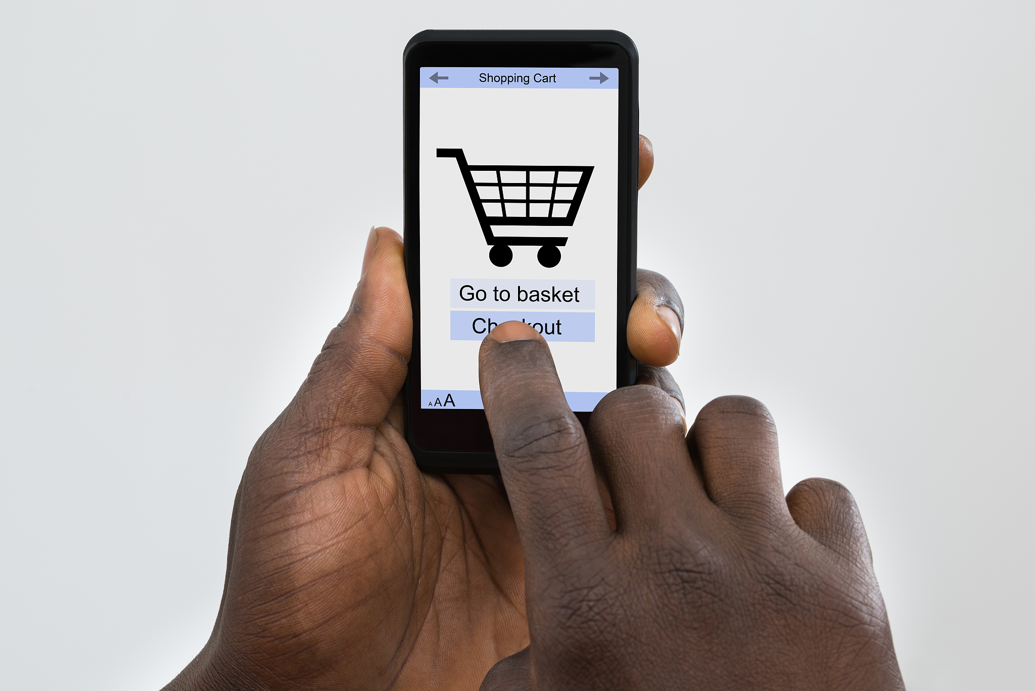 person online shopping on cellphone