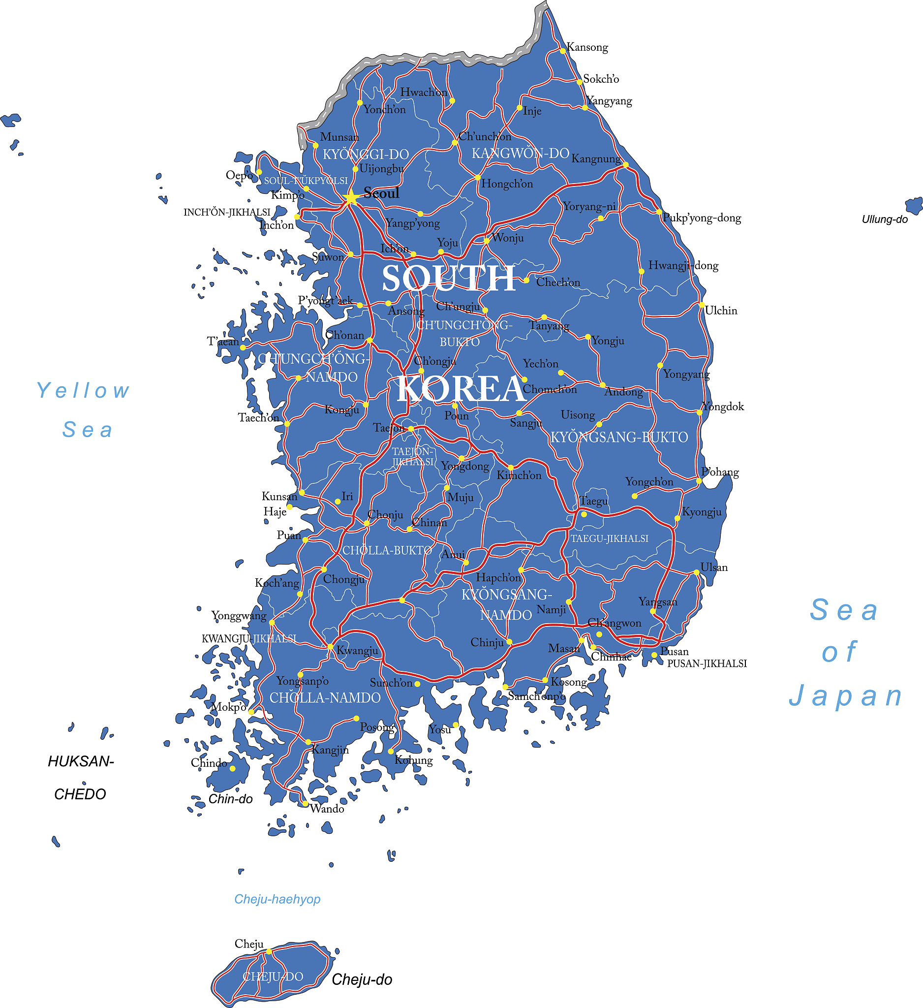 south korea map
