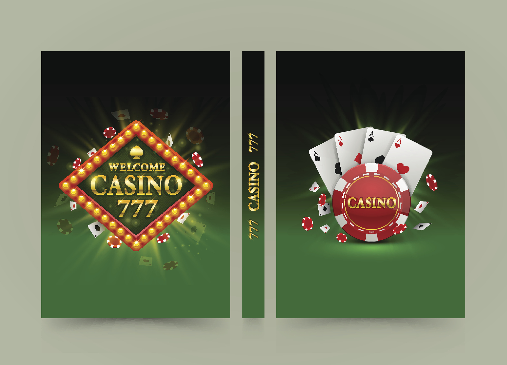 casino banner book. a4 size paper, template design element, vect