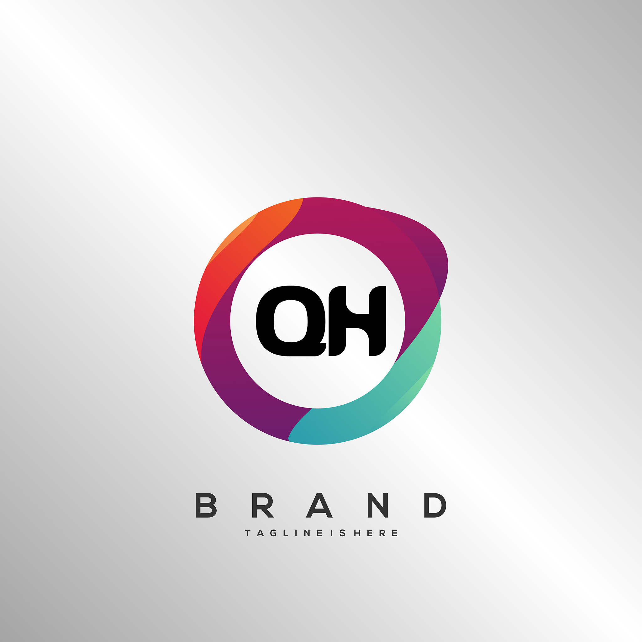 letter qh gradient color logo design