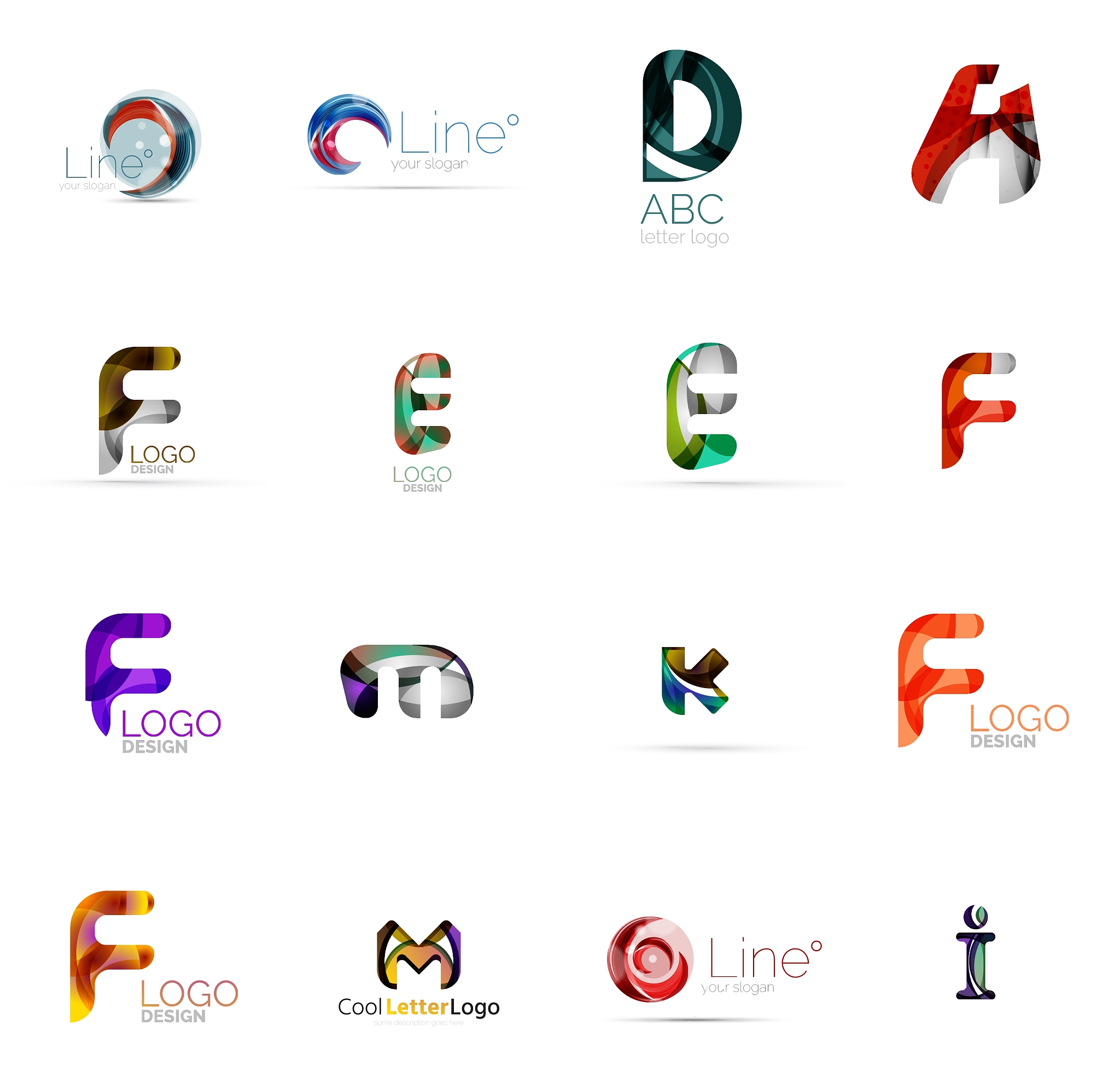 set of universal company logo ideas business icon