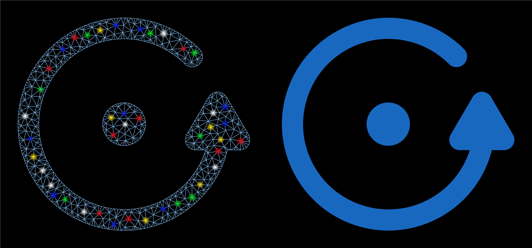 glowing mesh carcass rotation icon with flash