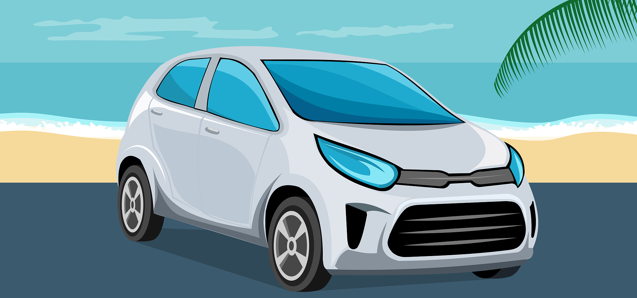 car background on the beach