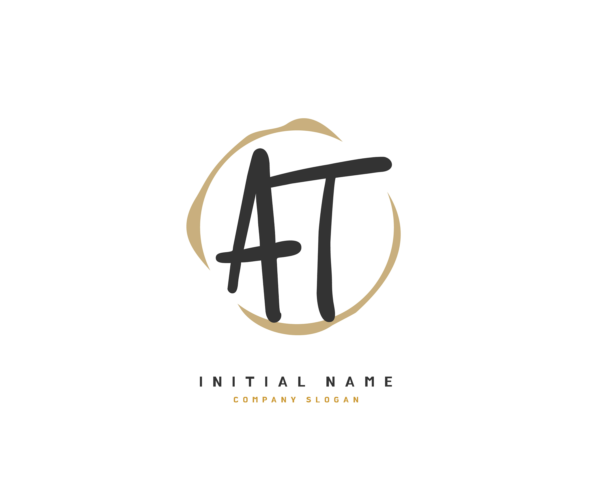 a t at beauty initial logo handwriting logo of
