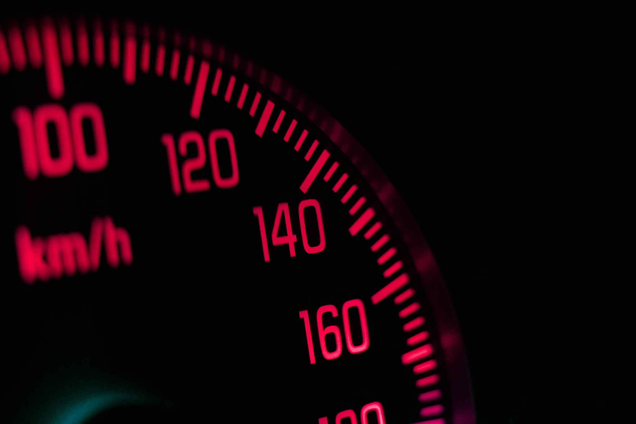 macro view of the speedometer in the vehicle with numbers and sc