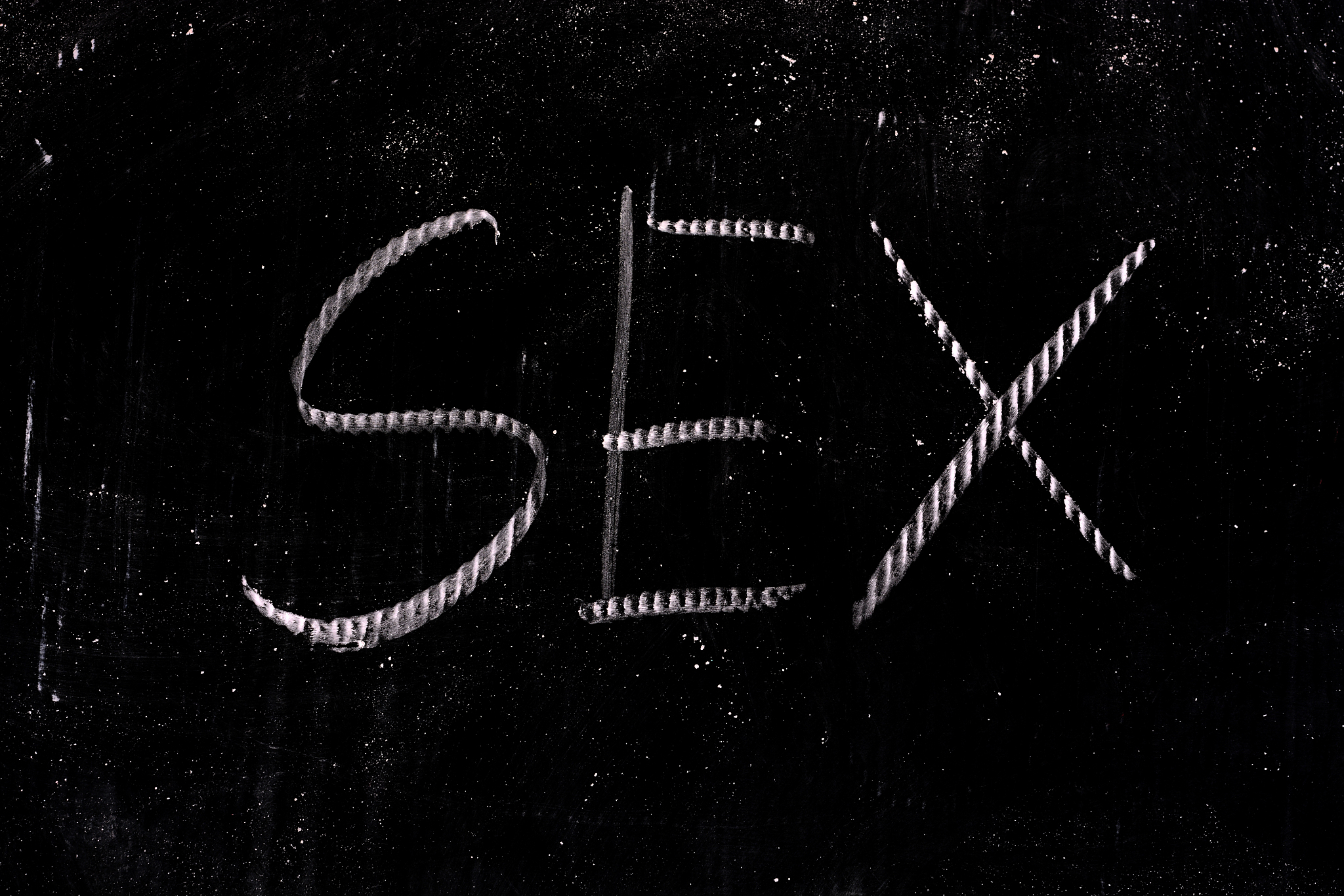 sex handwritten with white chalk