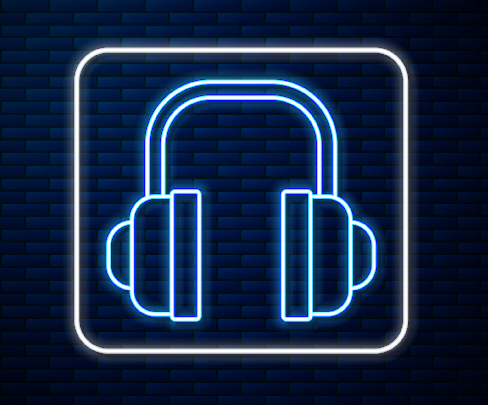glowing neon line headphones icon isolated on