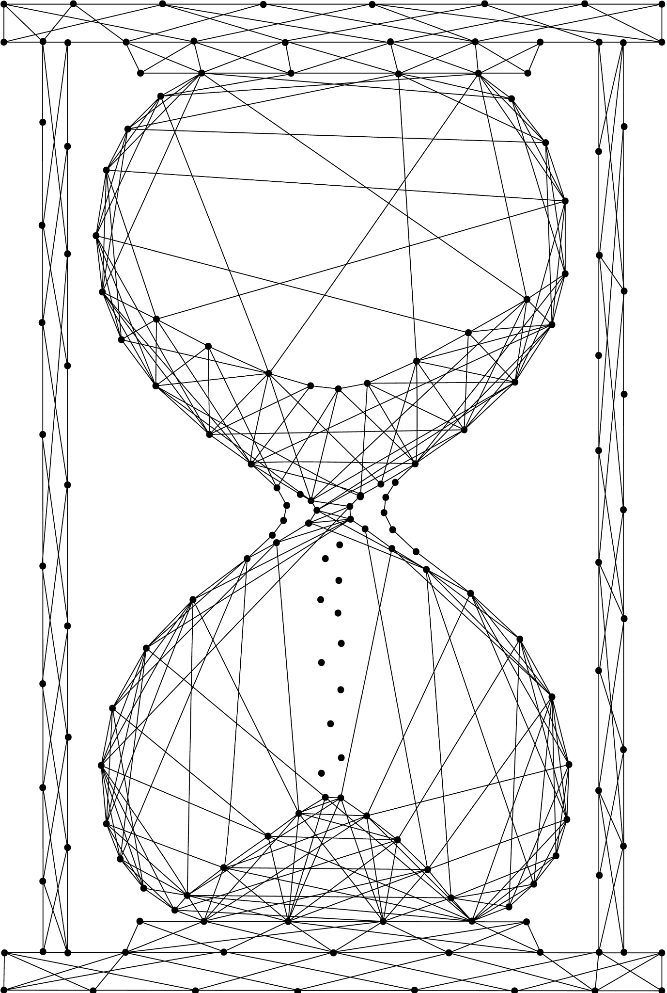 hourglass falling sand from abstract futuristic