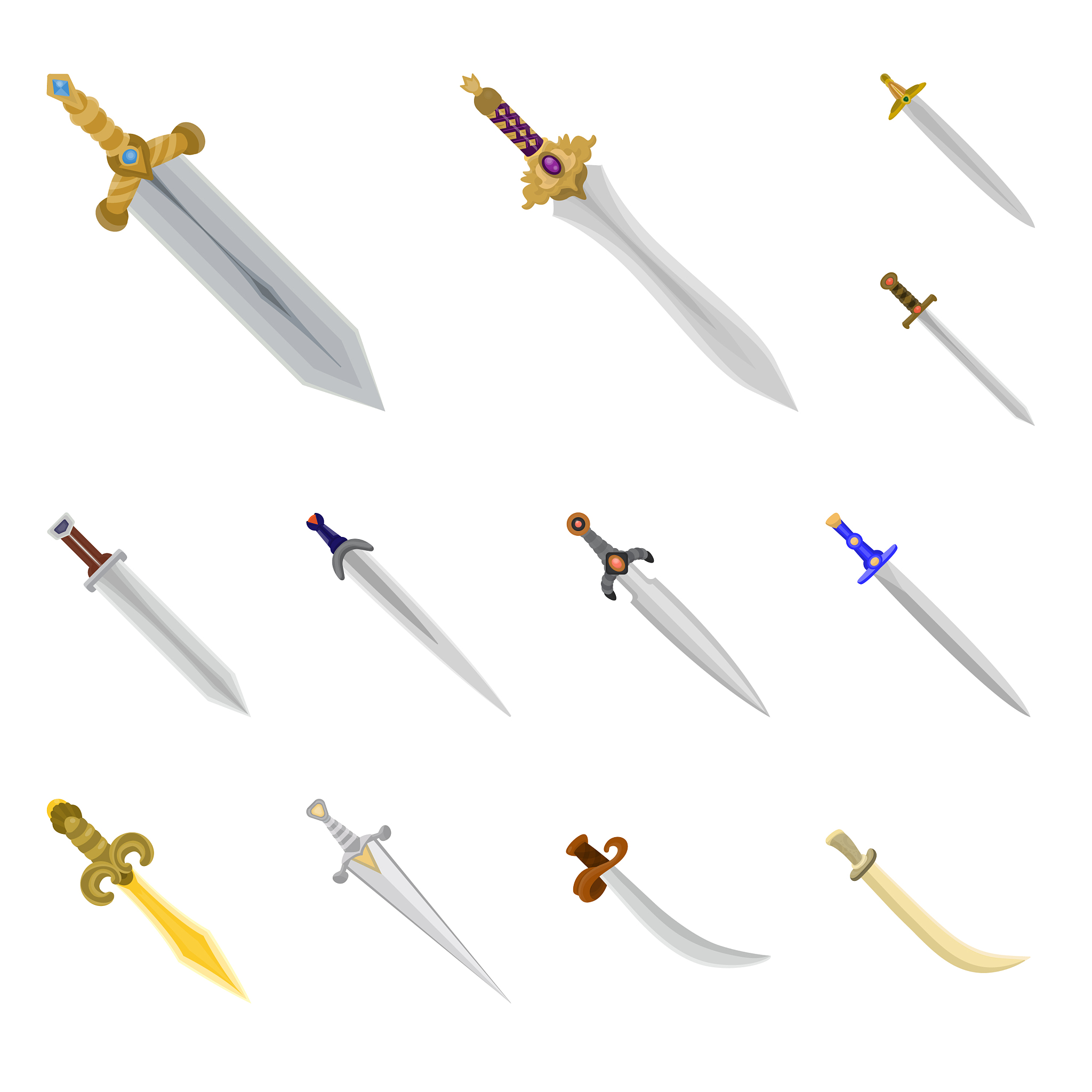 design of sword and dagger symbol set of