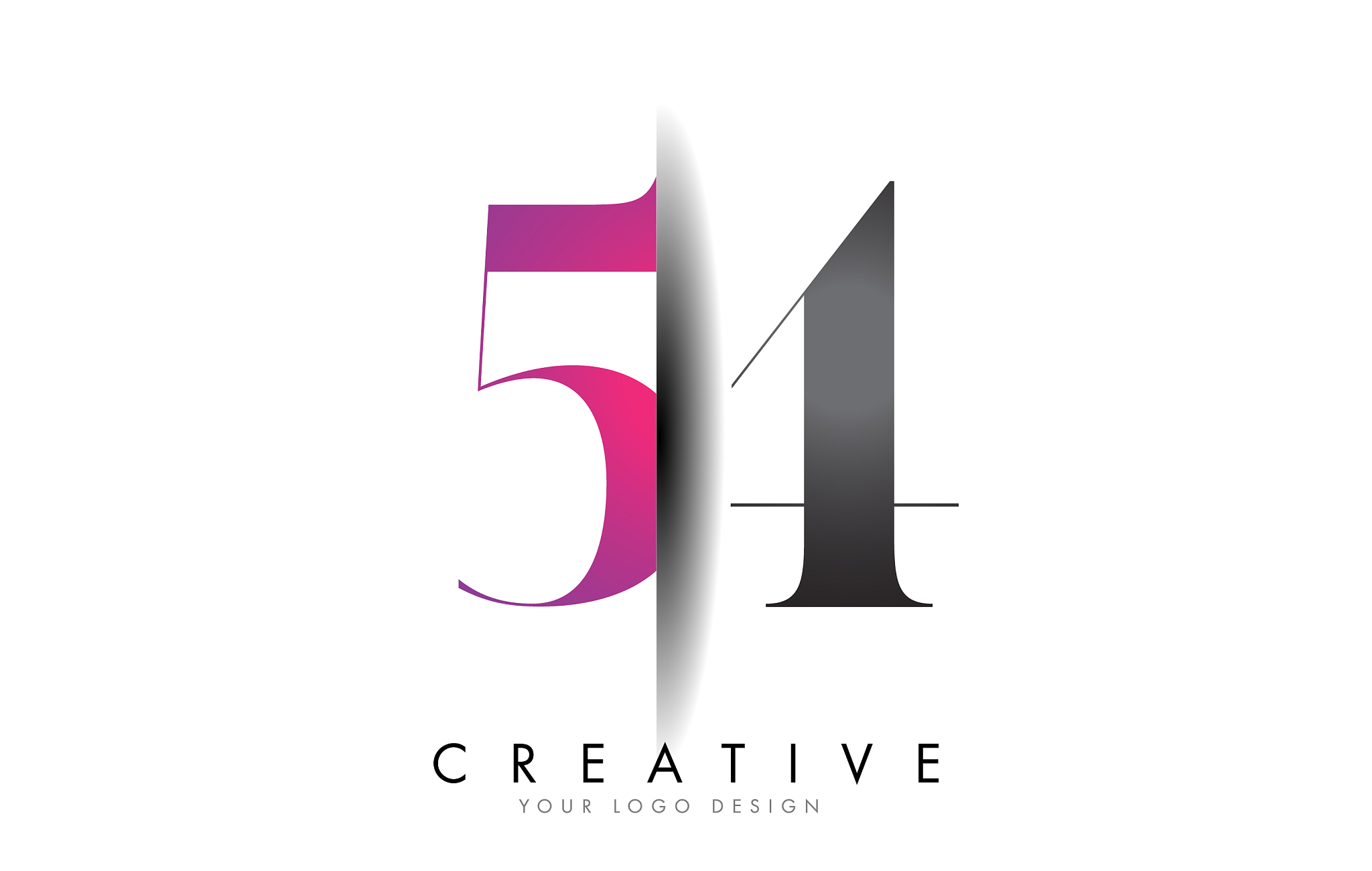 54 5 4 grey and pink number logo with creative