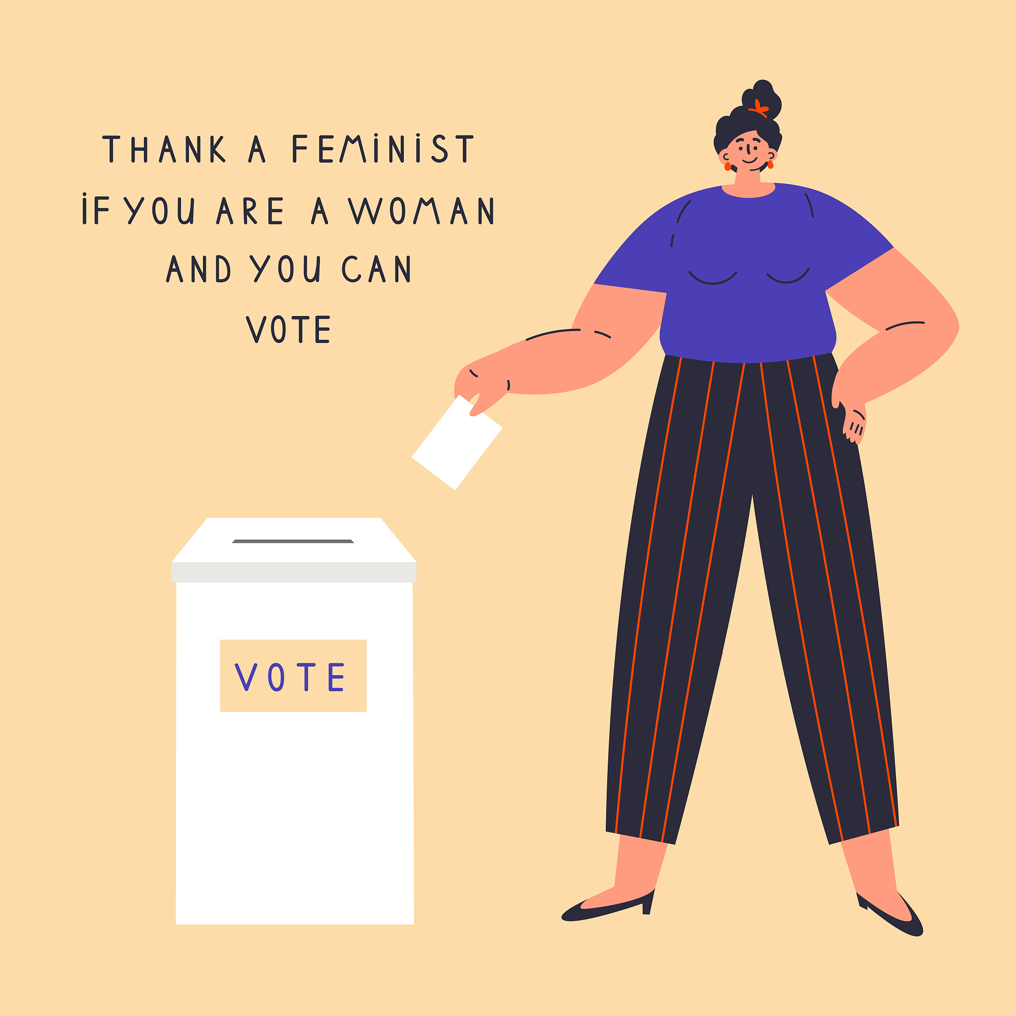 happy woman is voting.feminism concept
