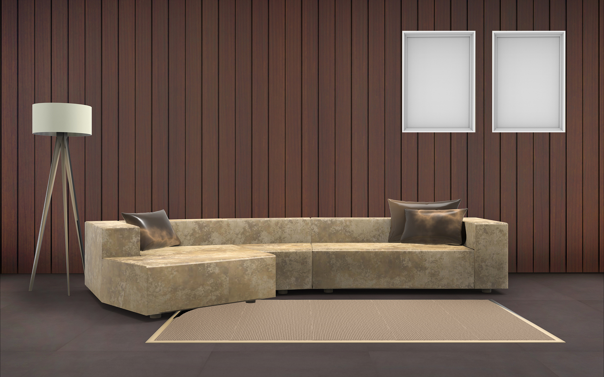 living room minimal desing and two picture frame