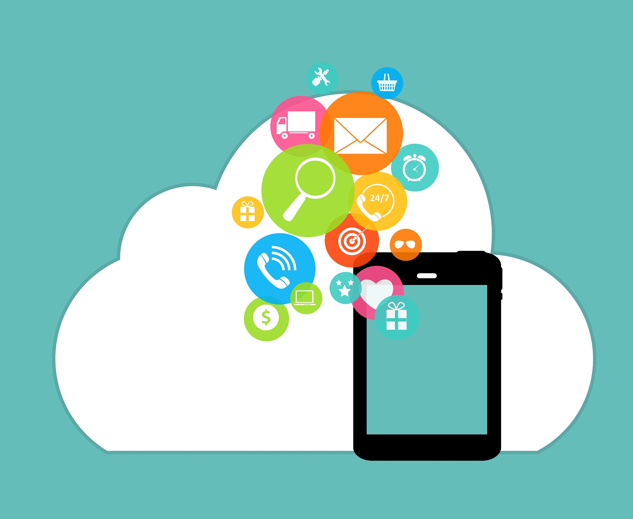 cloud computing concept on different electronic