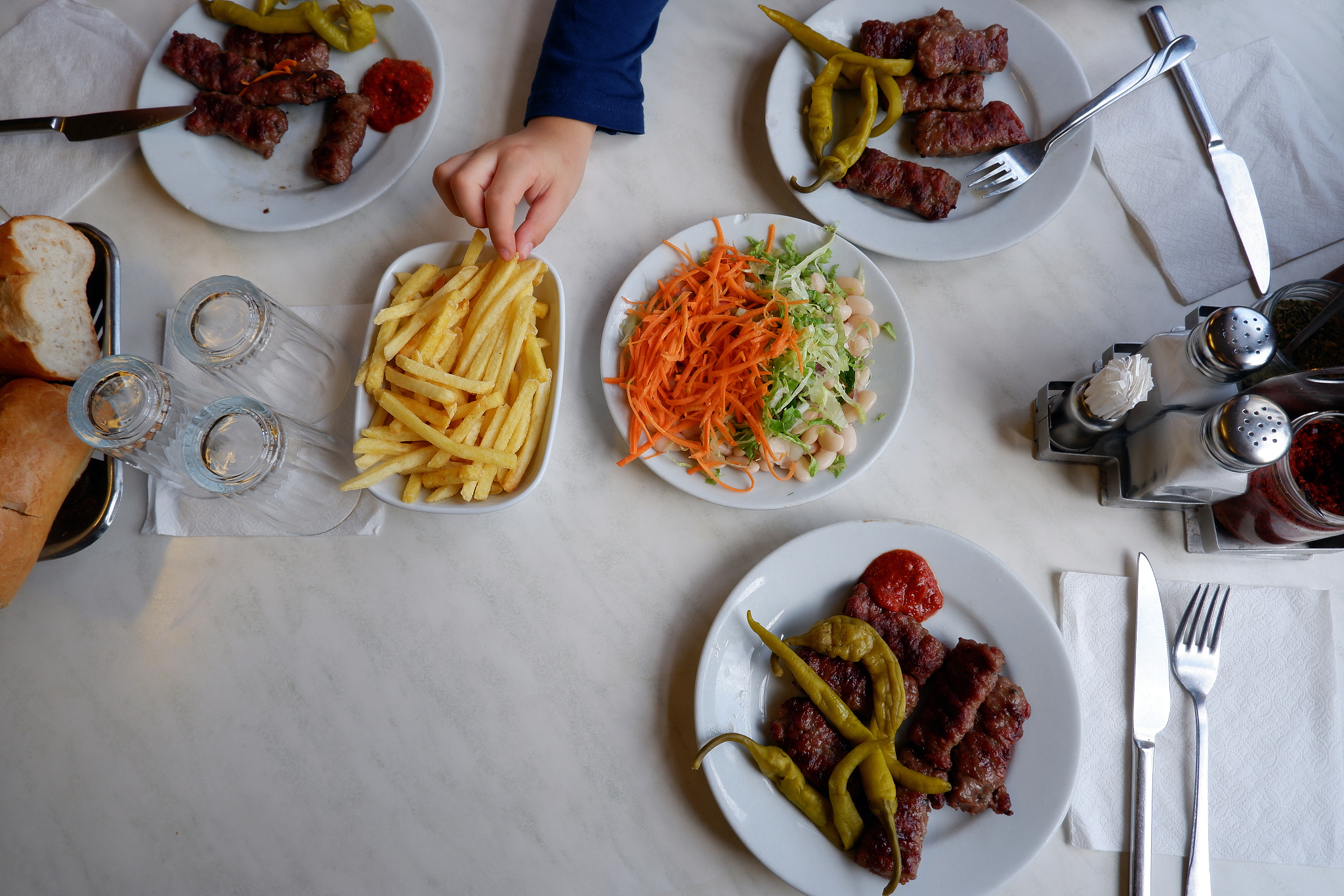 top view of a restaurant table.