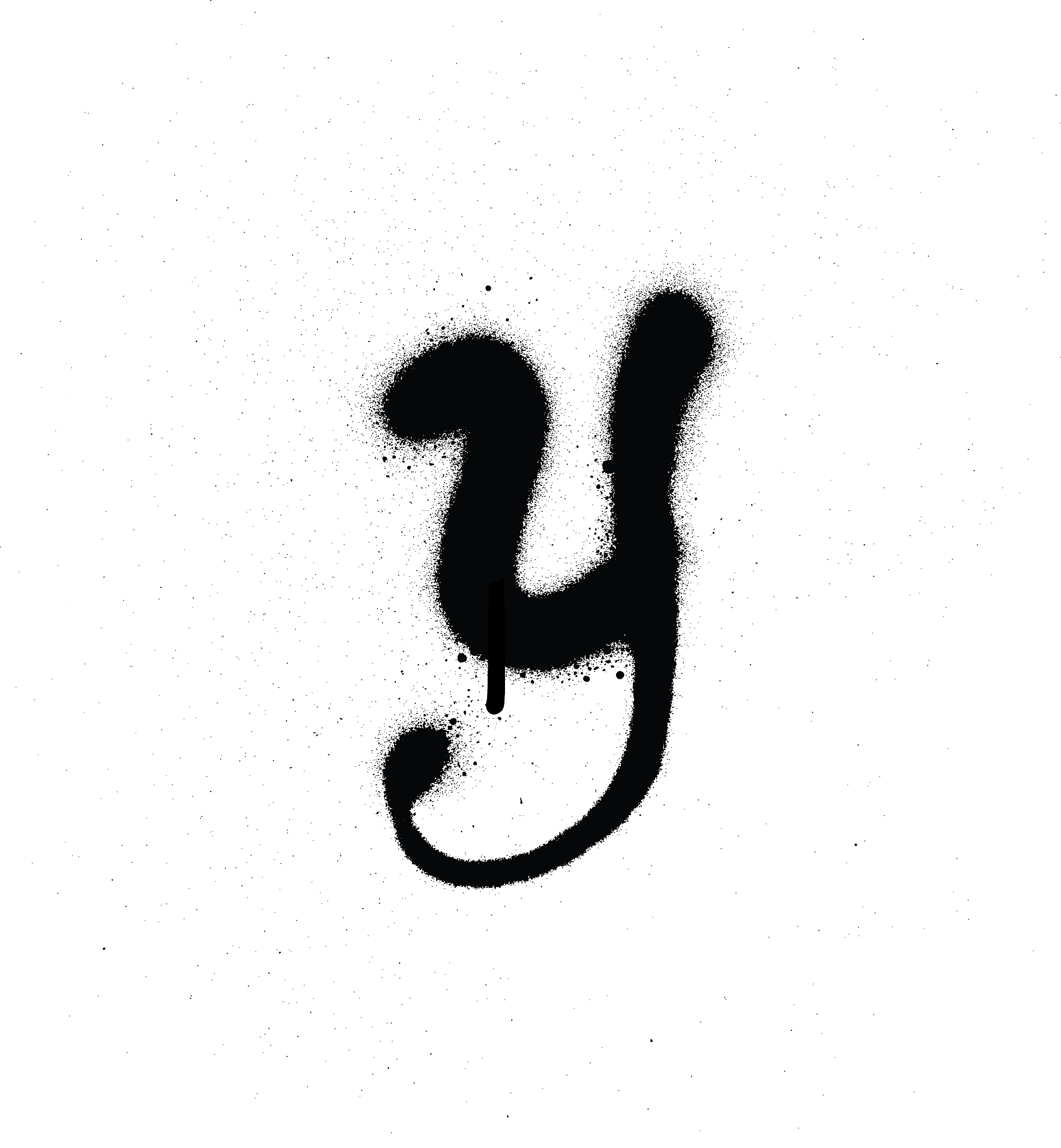 sprayed y font graffiti with leak in black