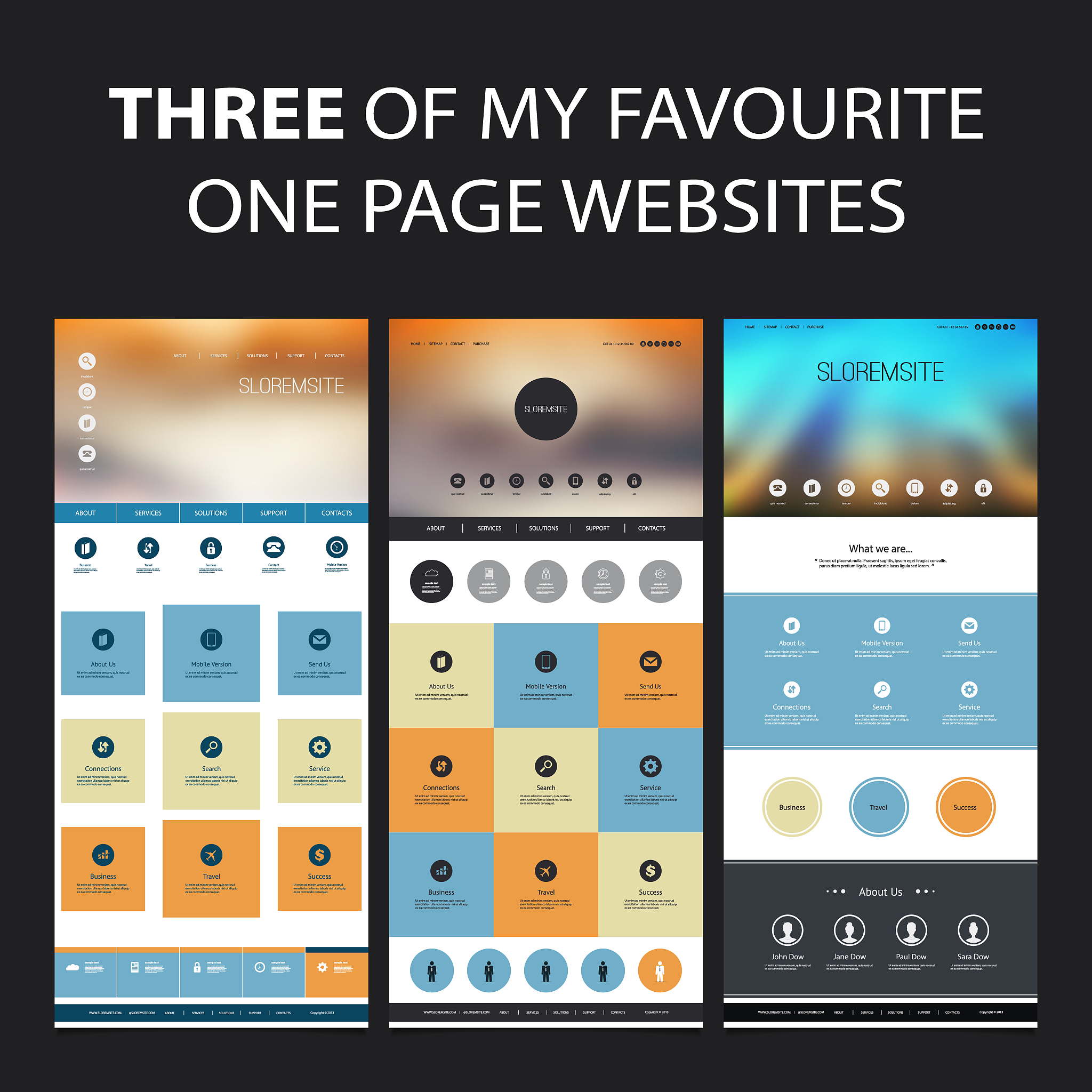 collection of one page website templates