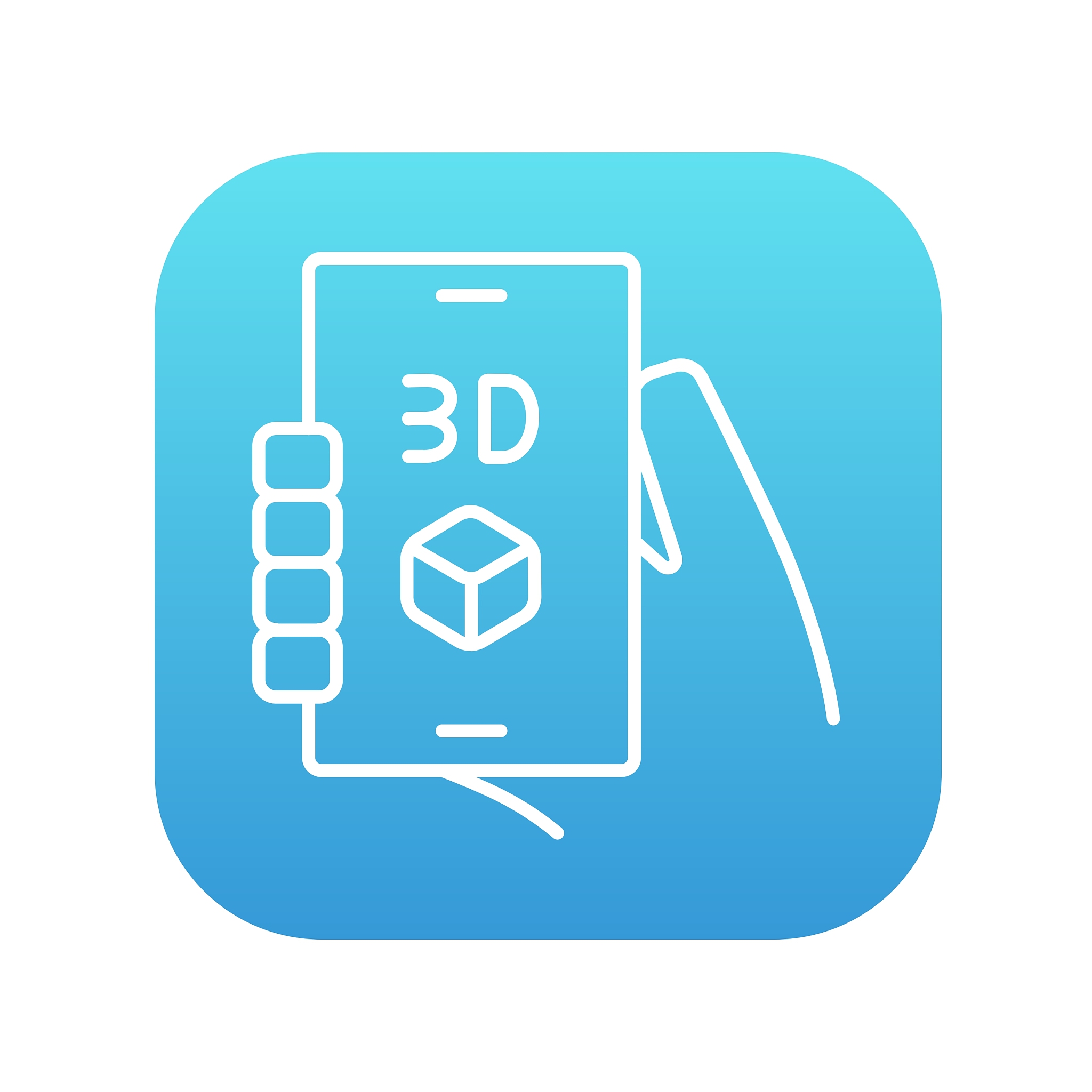 smartphone with three d box line icon