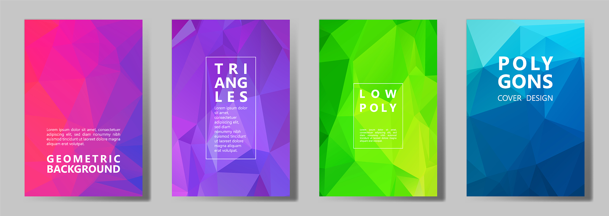 facet polygonal abstract cover pages, low poly set
